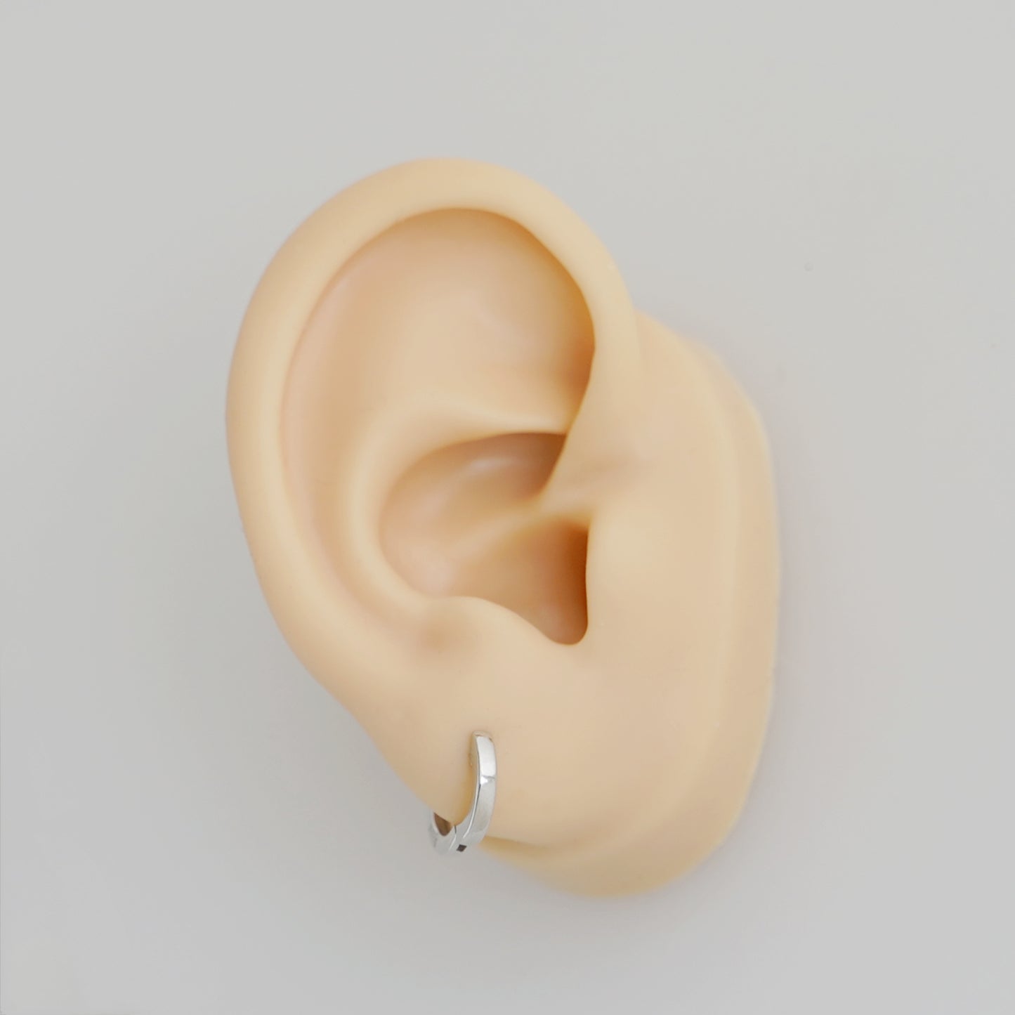 Sterling Silver Small Plain Latch Back U Hoop Huggie Hinged Earrings 3 Tones - sugarkittenlondon