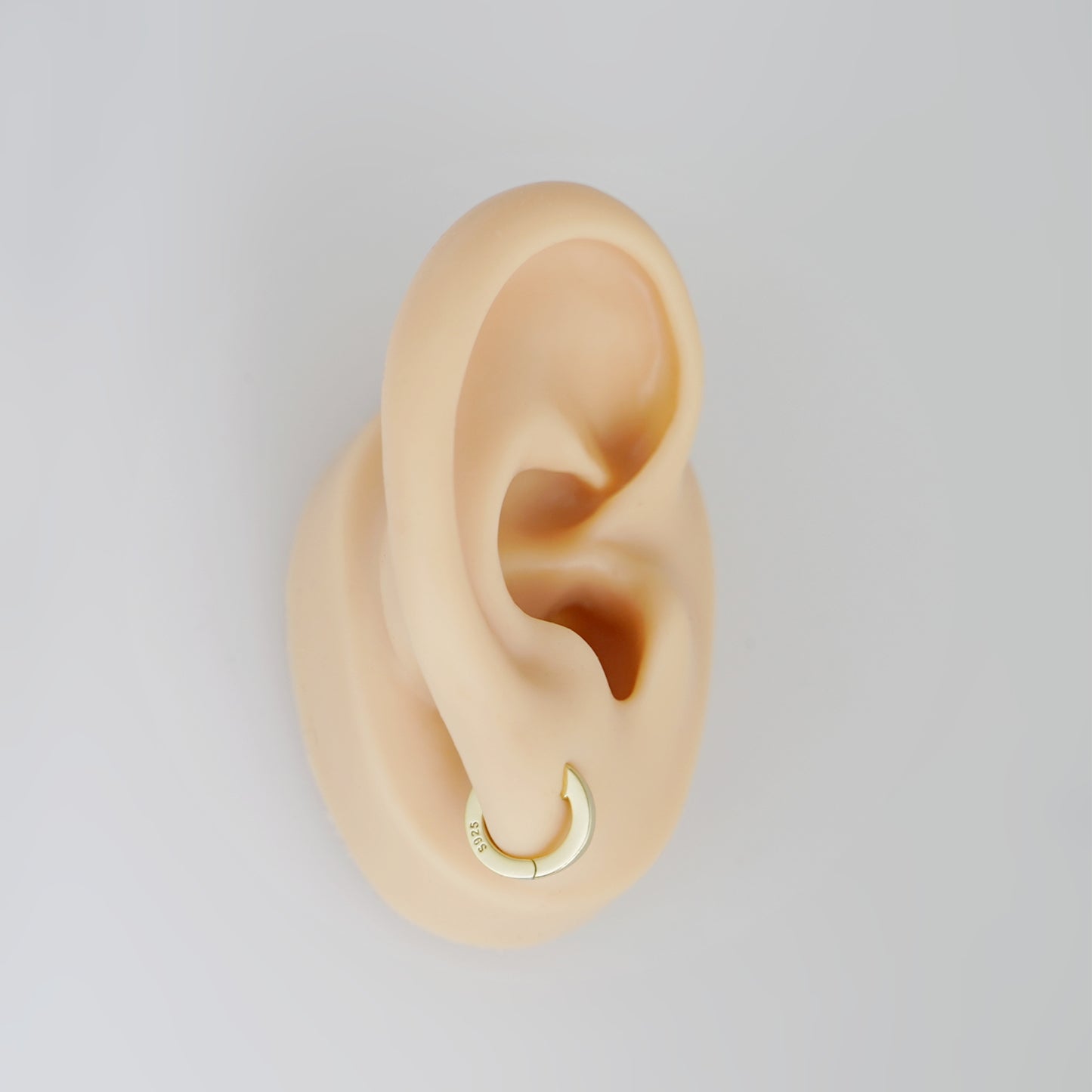 Sterling Silver Small Plain Latch Back U Hoop Huggie Hinged Earrings 3 Tones - sugarkittenlondon