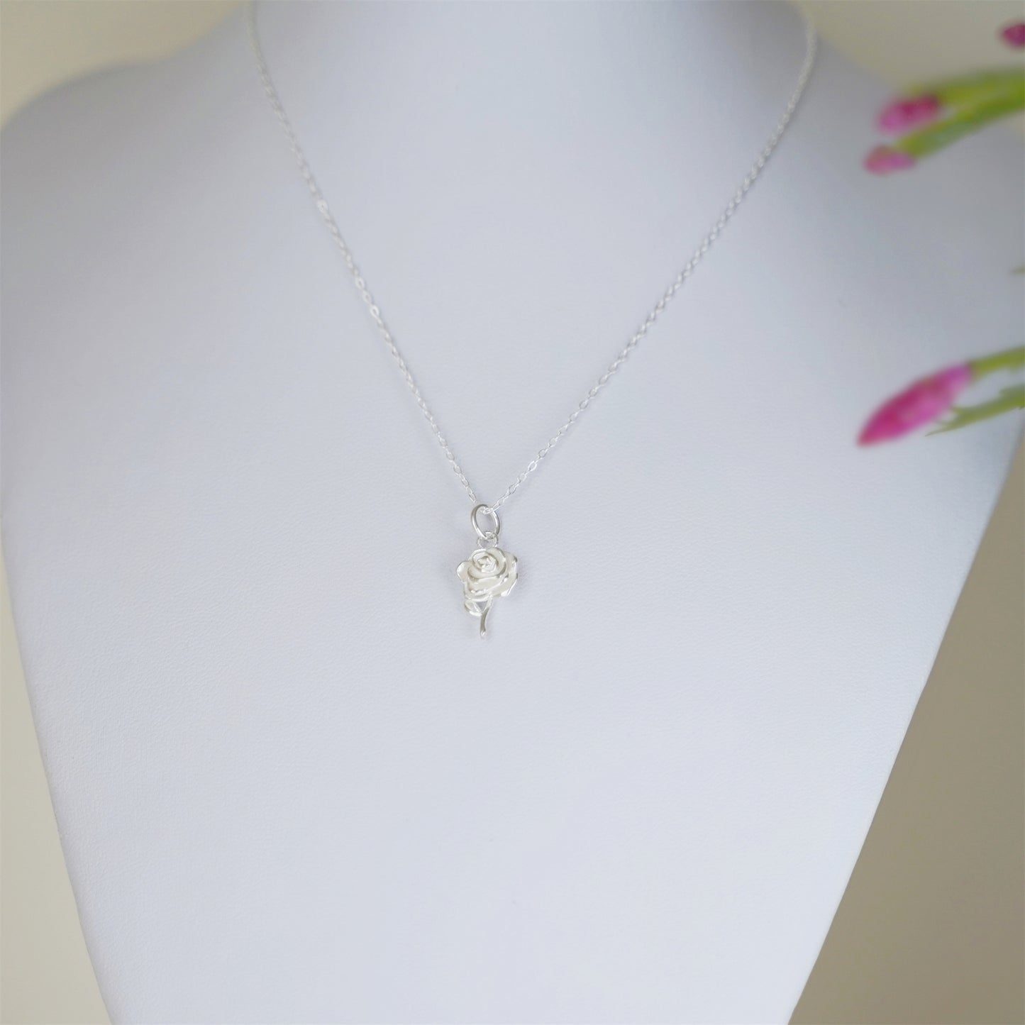 Sterling Silver 3D Rose M Heart M Love Mum Necklace Bracelet Pendant - sugarkittenlondon