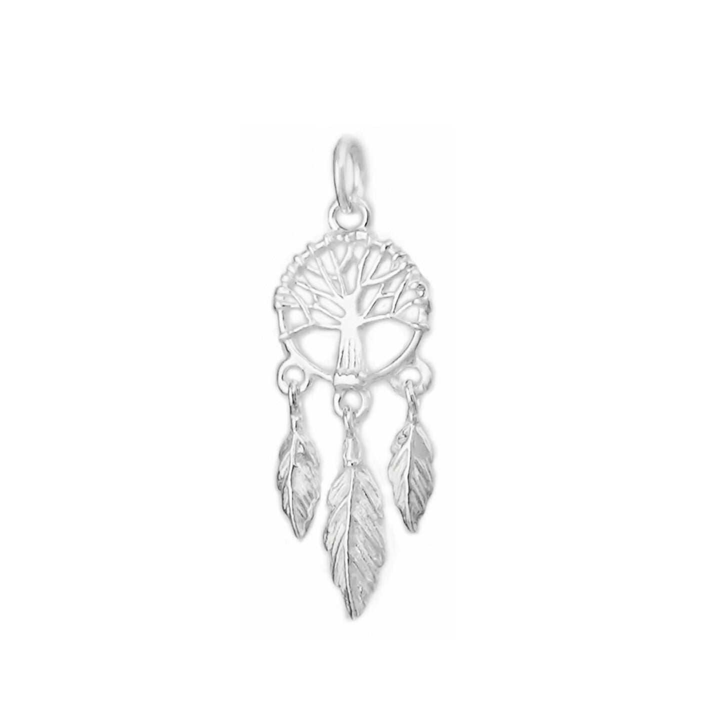 Sterling Silver Dream Catcher Tree of Life Heart Love Feather Charm Pendant - sugarkittenlondon