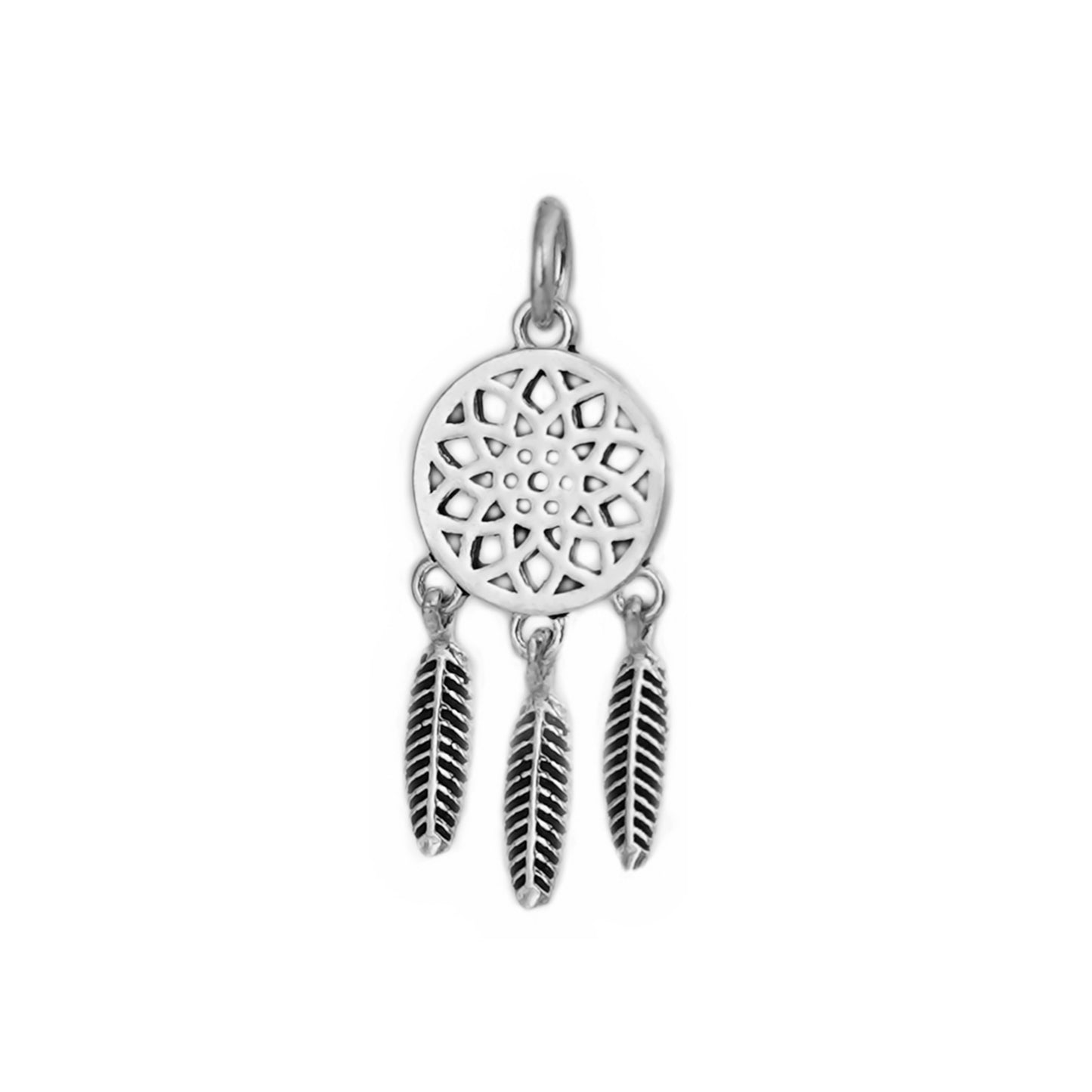 Sterling Silver Dream Catcher Tree of Life Heart Love Feather Charm Pendant - sugarkittenlondon