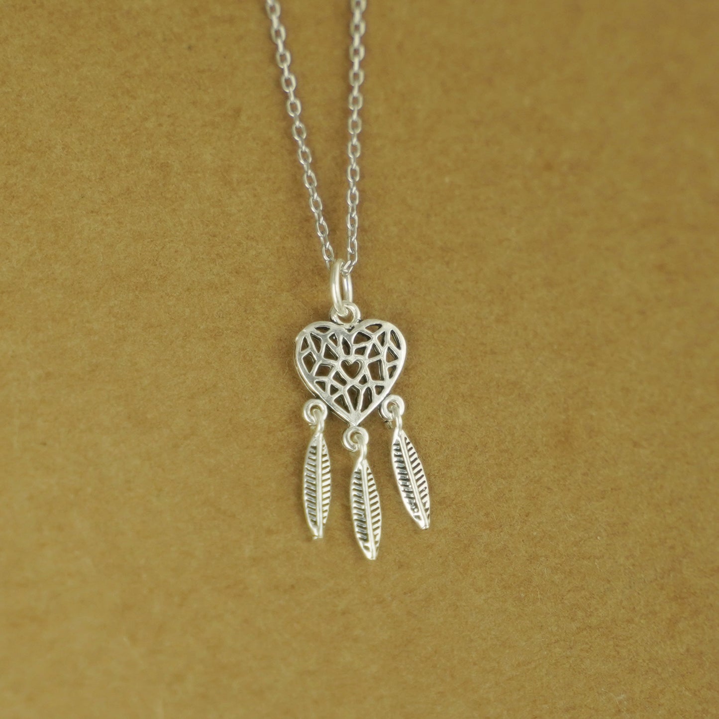 Sterling Silver Dream Catcher Tree of Life Heart Love Feather Charm Pendant - sugarkittenlondon