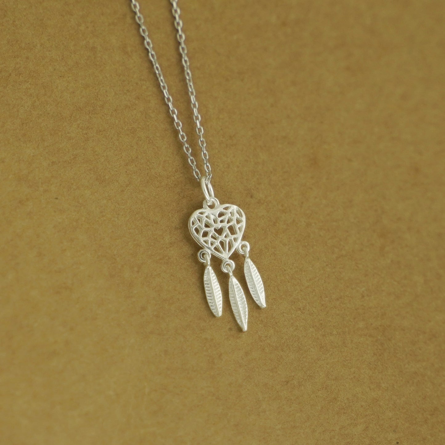 Sterling Silver Dream Catcher Tree of Life Heart Love Feather Charm Pendant - sugarkittenlondon