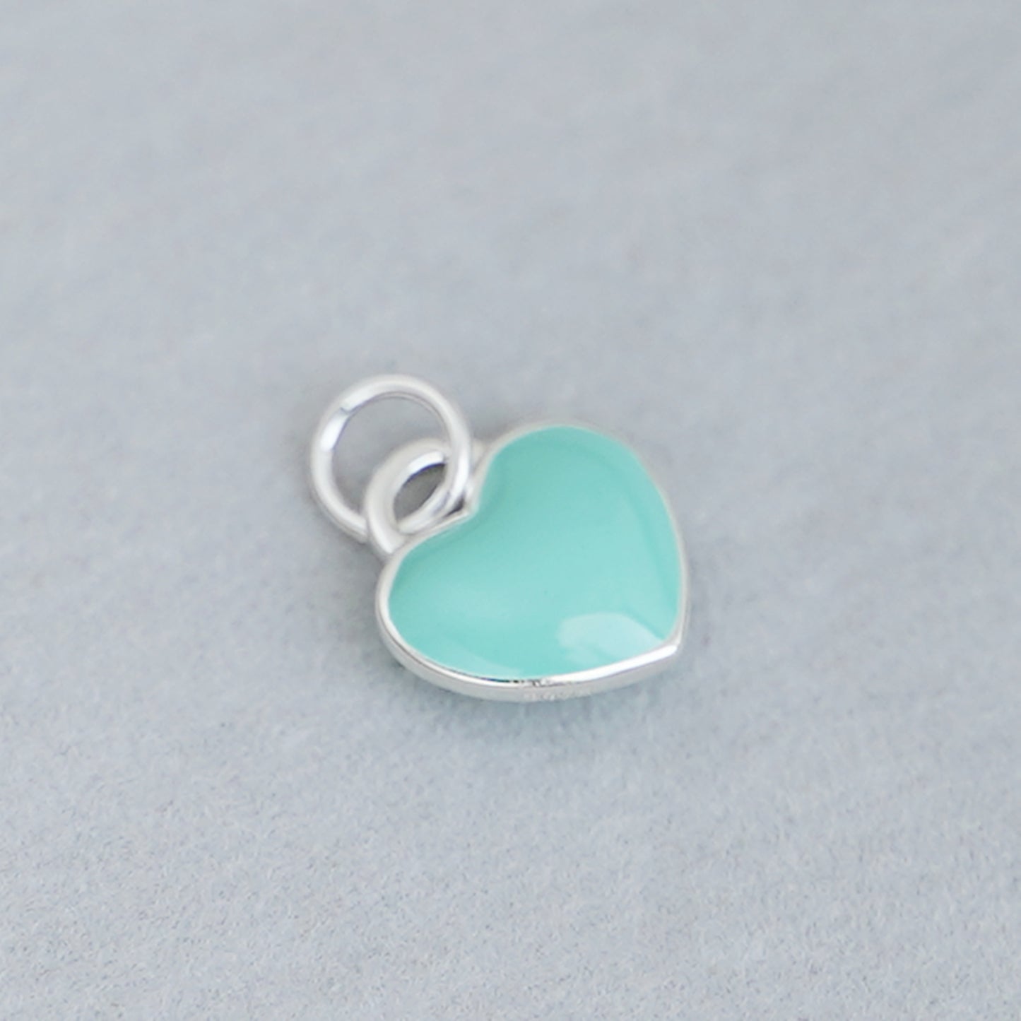 Sterling Silver Blue Red Pink Turquoise Double-Sided Glazed Puffy Heart Pendant - sugarkittenlondon