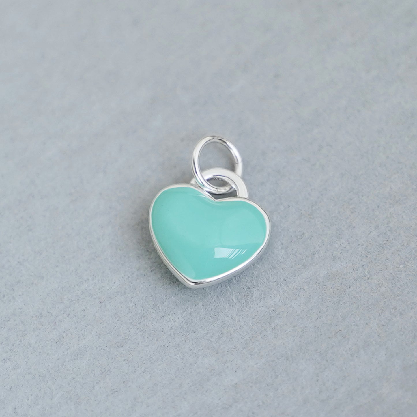 Sterling Silver Blue Red Pink Turquoise Double-Sided Glazed Puffy Heart Pendant - sugarkittenlondon