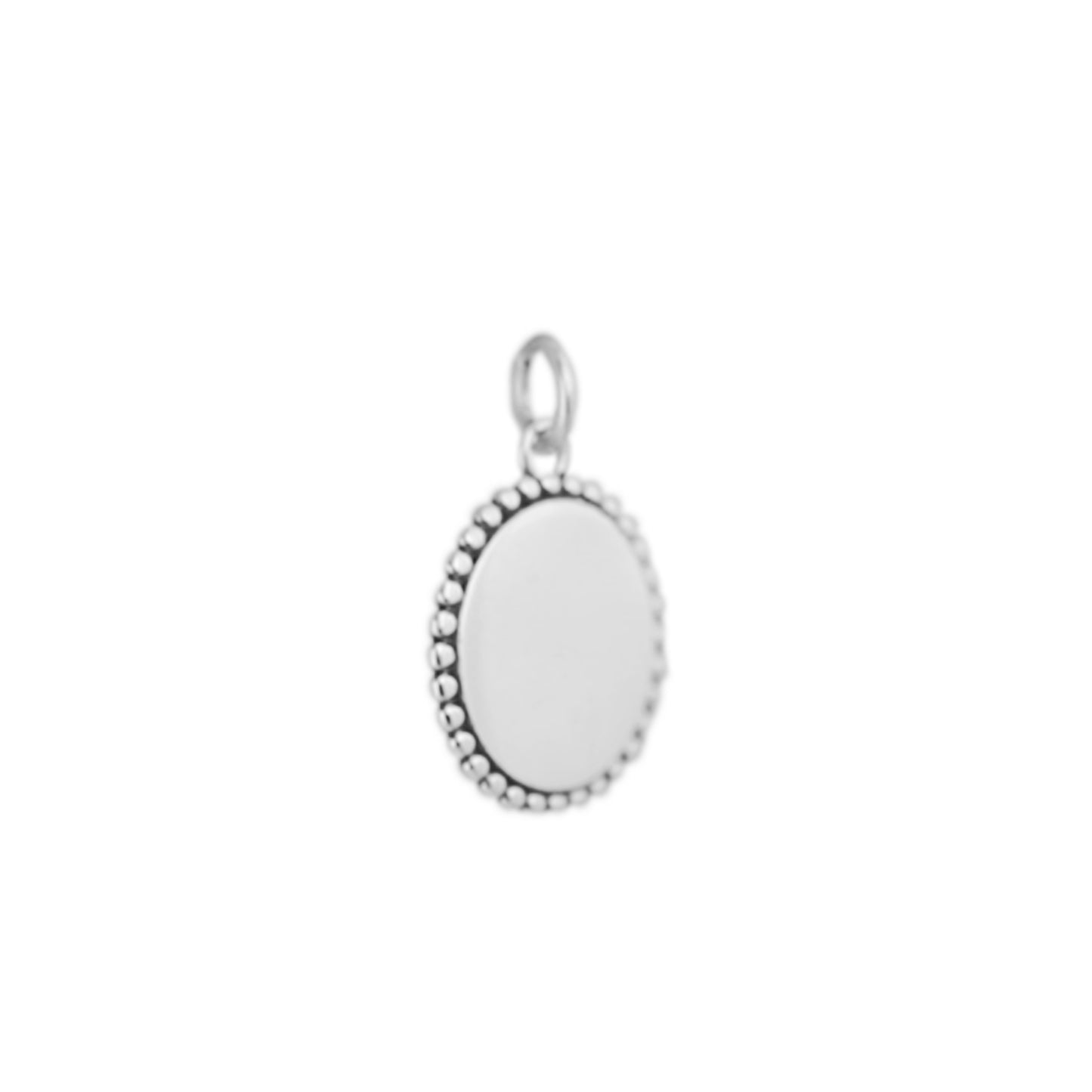Sterling Silver Oxidized Shiny Beaded Edge Disc Dot Circle Round Pendant Charm - sugarkittenlondon