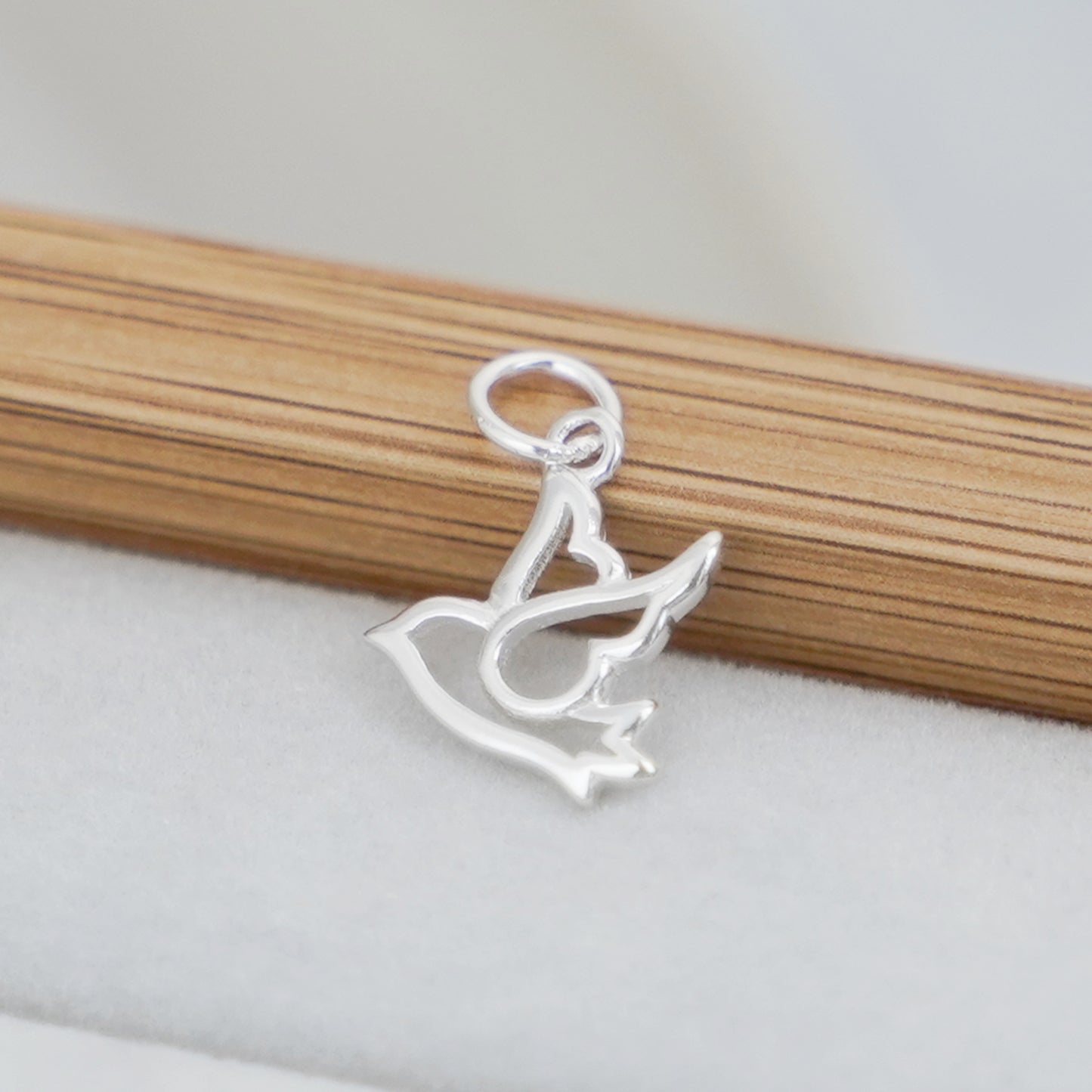 Sterling Silver Hollow Dove Peace Pigeon Bird Charm Pendant - sugarkittenlondon