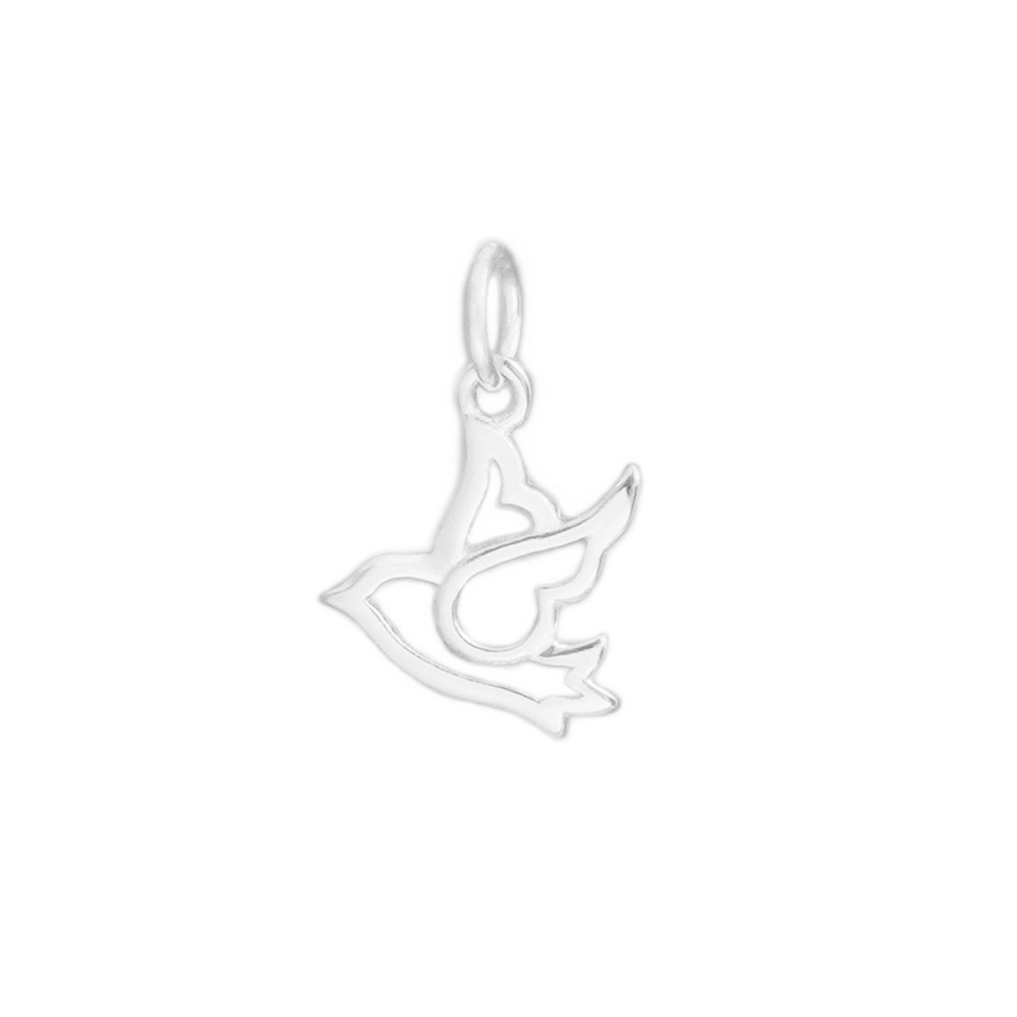 Sterling Silver Hollow Dove Peace Pigeon Bird Charm Pendant - sugarkittenlondon