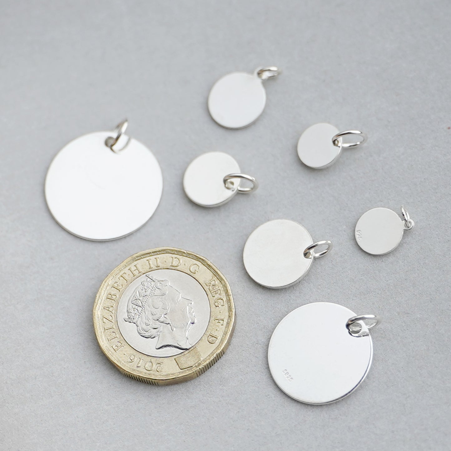 Sterling Silver Solid Plain Round Circle Disc Pendant 8 - 20mm - sugarkittenlondon