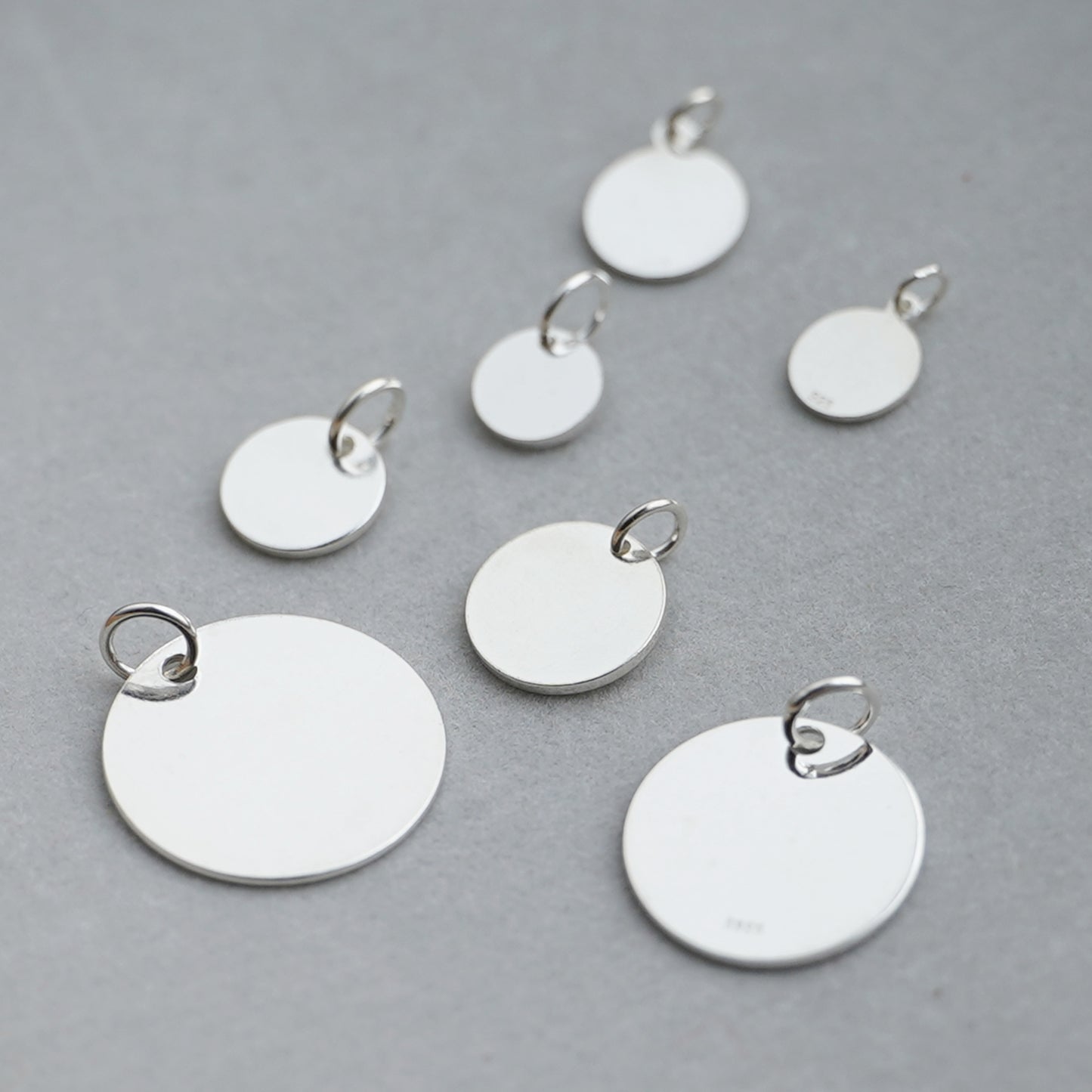 Sterling Silver Solid Plain Round Circle Disc Pendant 8 - 20mm - sugarkittenlondon