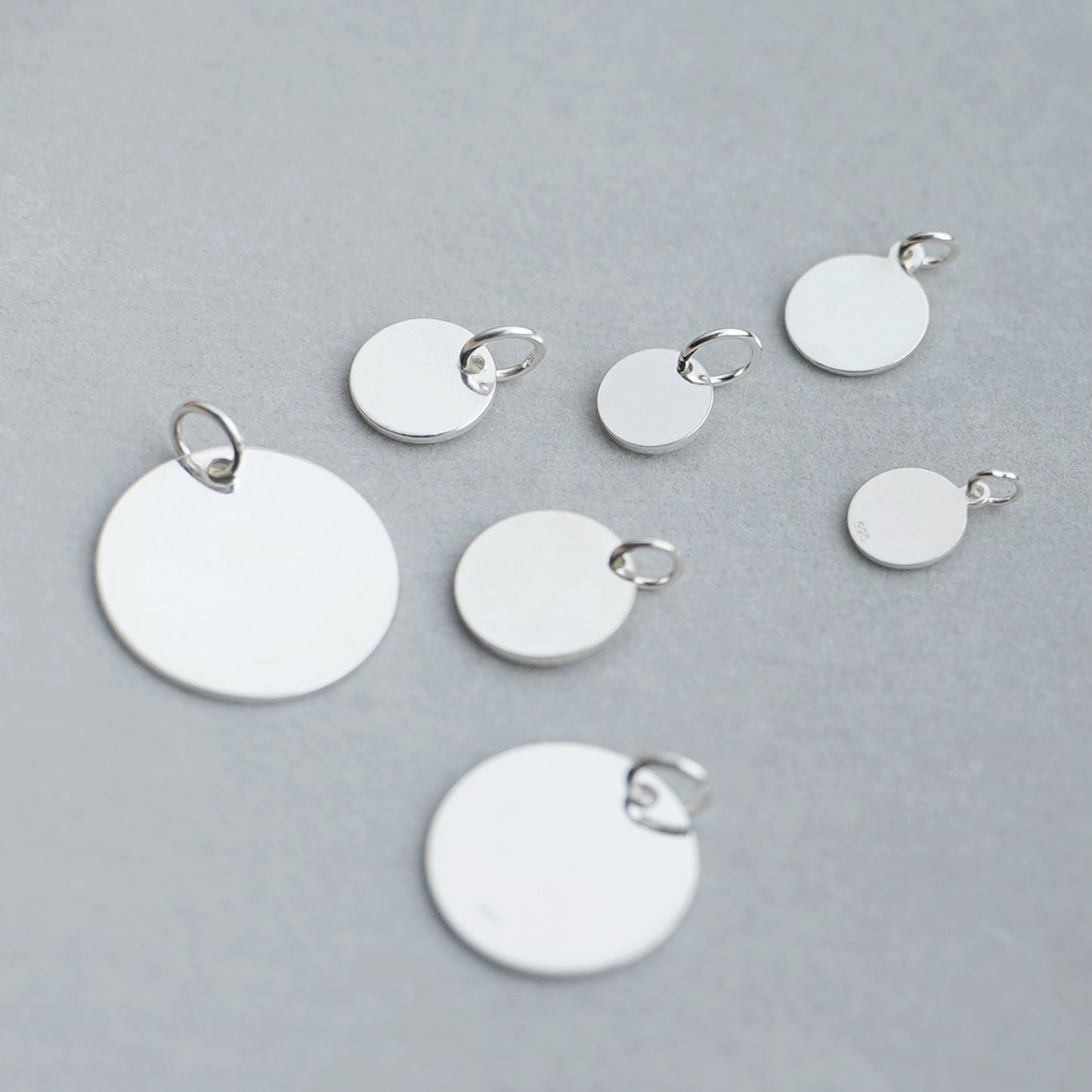 Sterling Silver Solid Plain Round Circle Disc Pendant 8 - 20mm - sugarkittenlondon