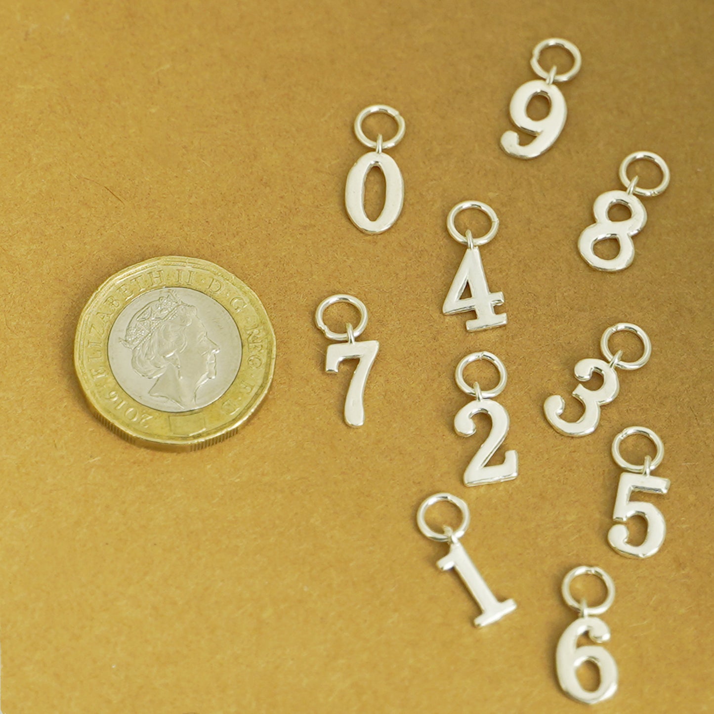 Sterling Silver 12 x 6mm 0-9 Number Charm DIY Age Birthday Gift Pendant - sugarkittenlondon
