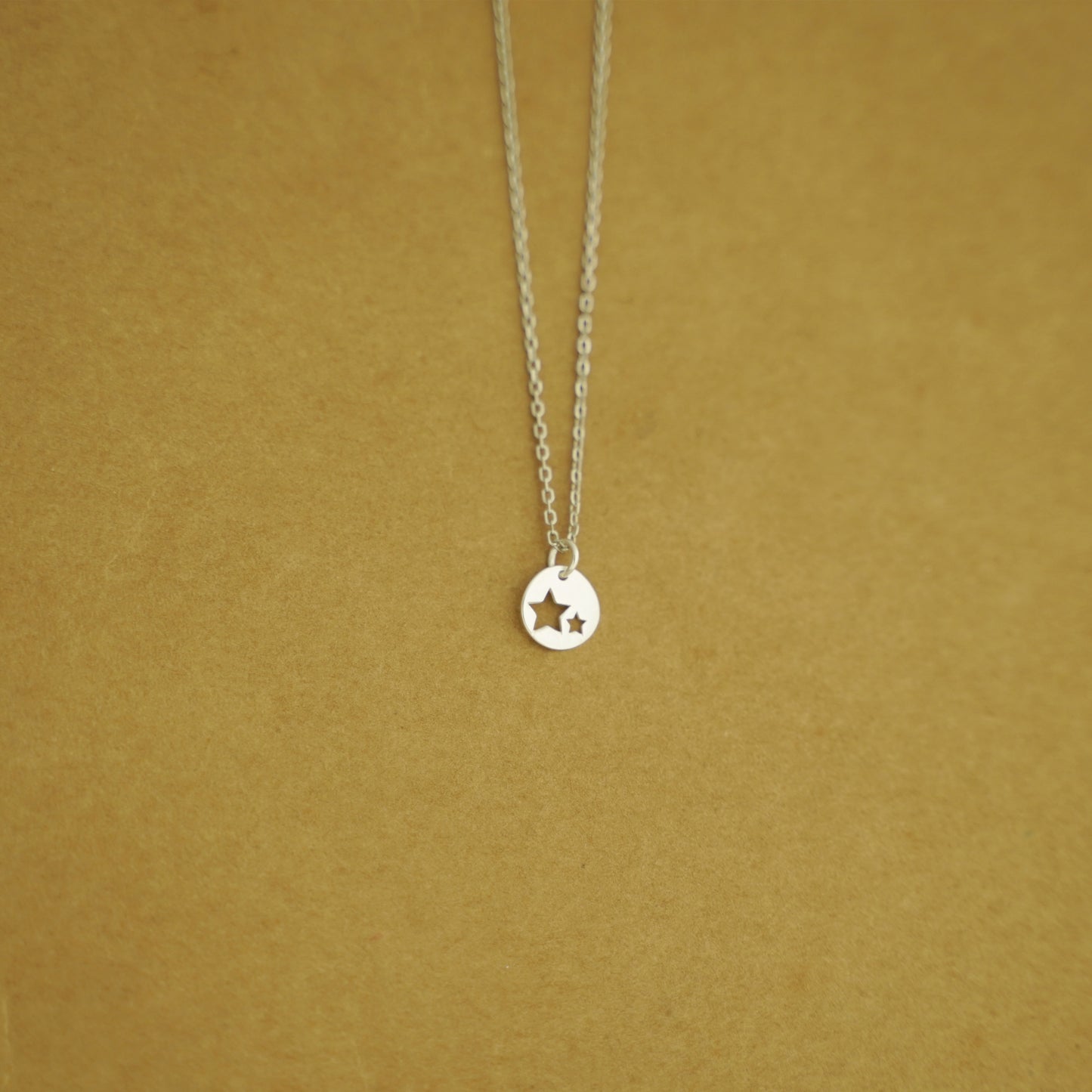 Sterling Silver 8mm Disc Double Stars Double-Sided Circle Dot Charm Pendant - sugarkittenlondon