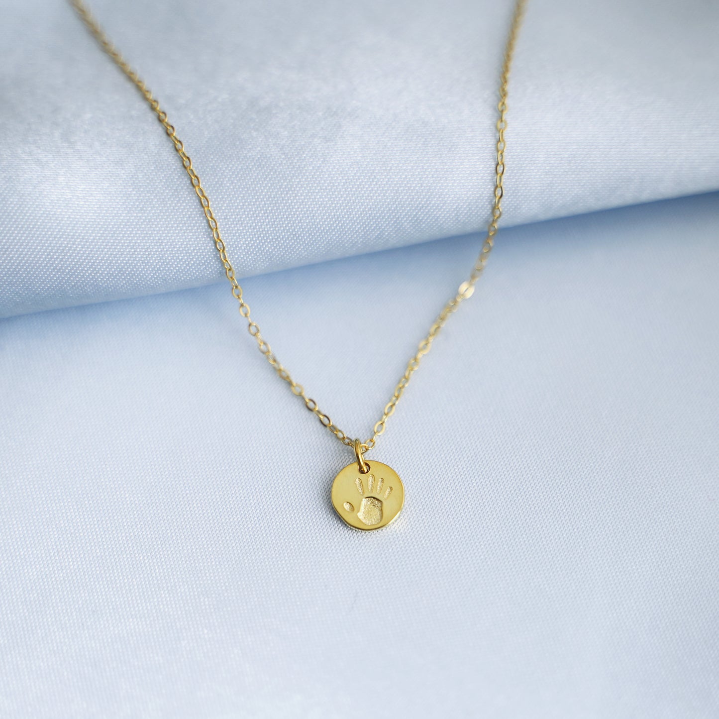 Sterling Silver Engraved Handprint Footprint Disc Dot Necklace Charm Pendant - sugarkittenlondon