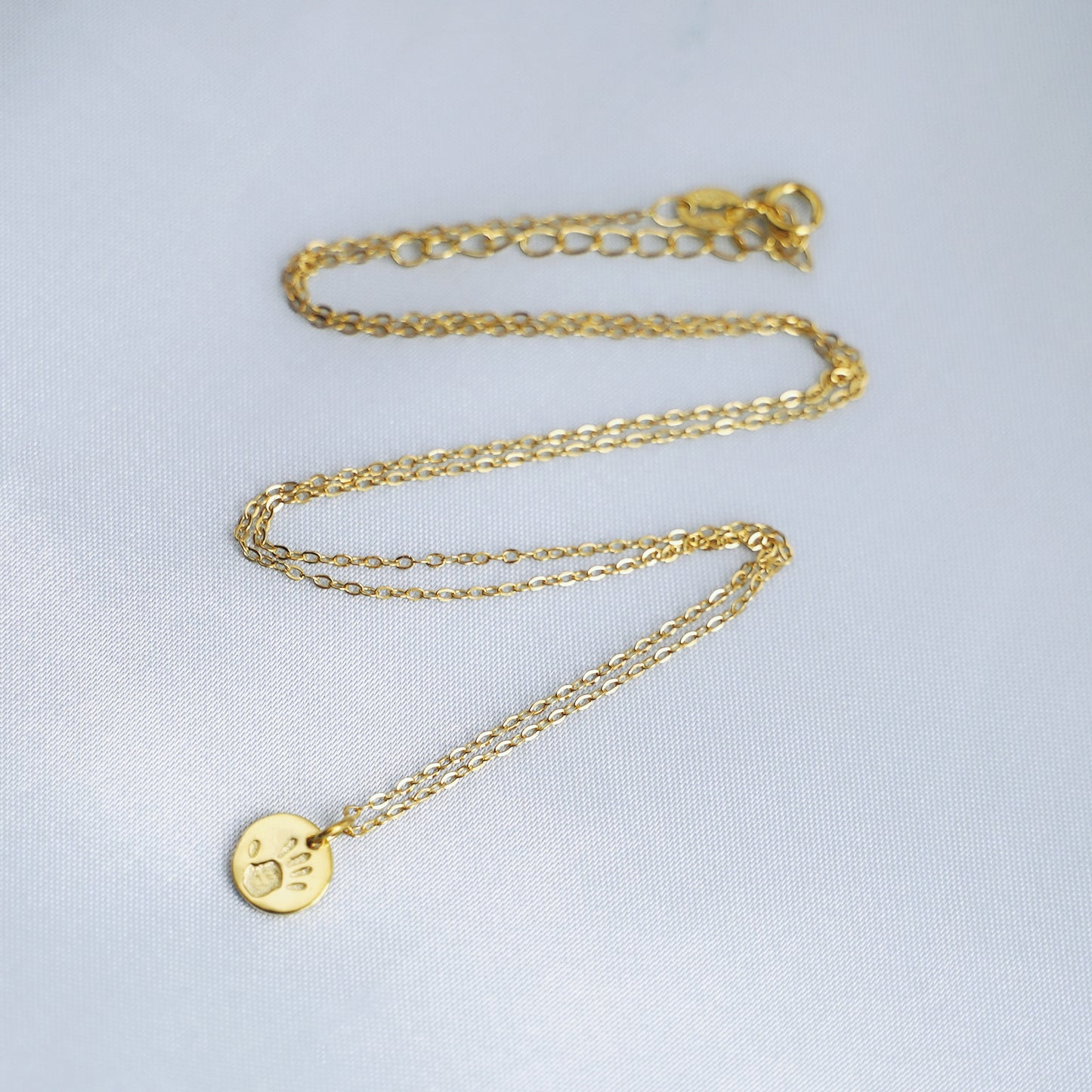 Sterling Silver Engraved Handprint Footprint Disc Dot Necklace Charm Pendant - sugarkittenlondon