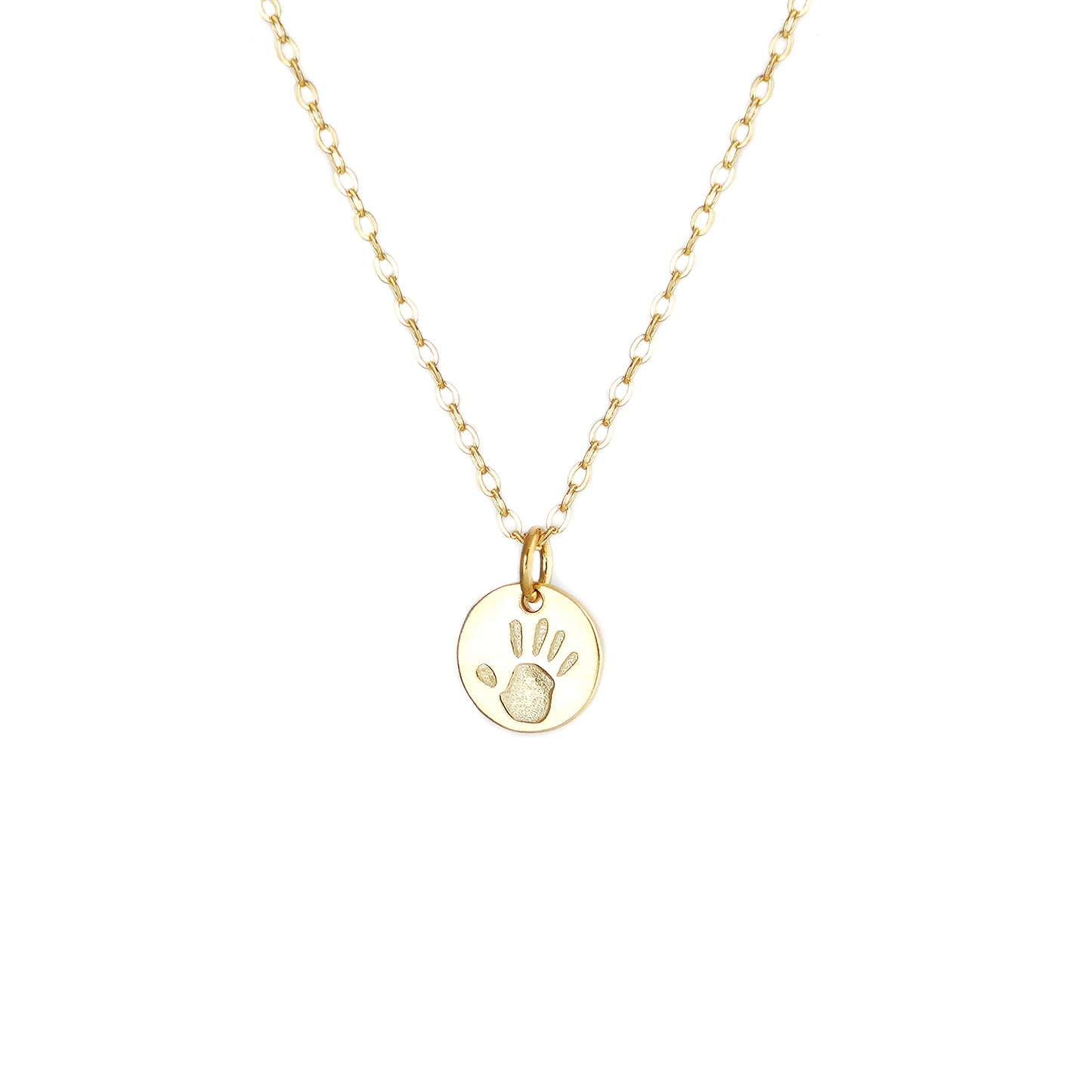Sterling Silver Engraved Handprint Footprint Disc Dot Necklace Charm Pendant - sugarkittenlondon