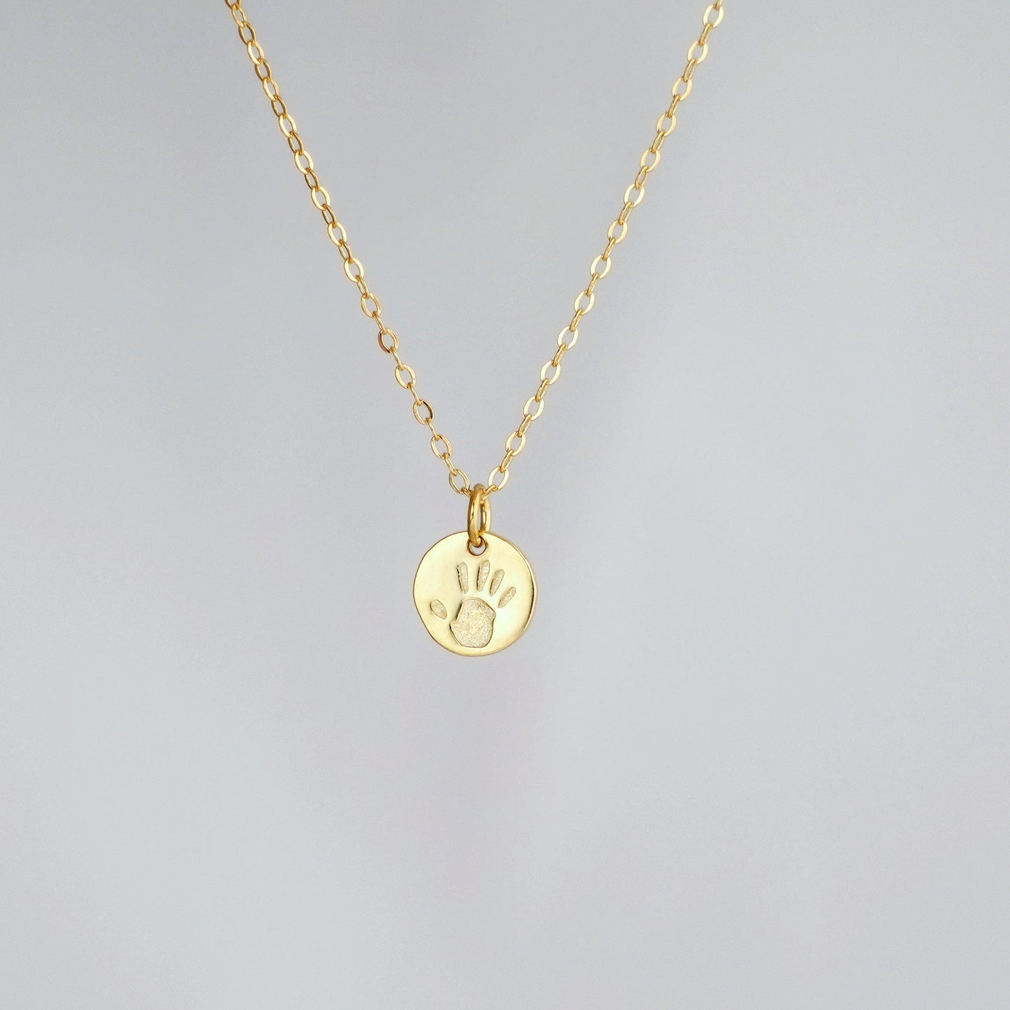 Sterling Silver Engraved Handprint Footprint Disc Dot Necklace Charm Pendant - sugarkittenlondon
