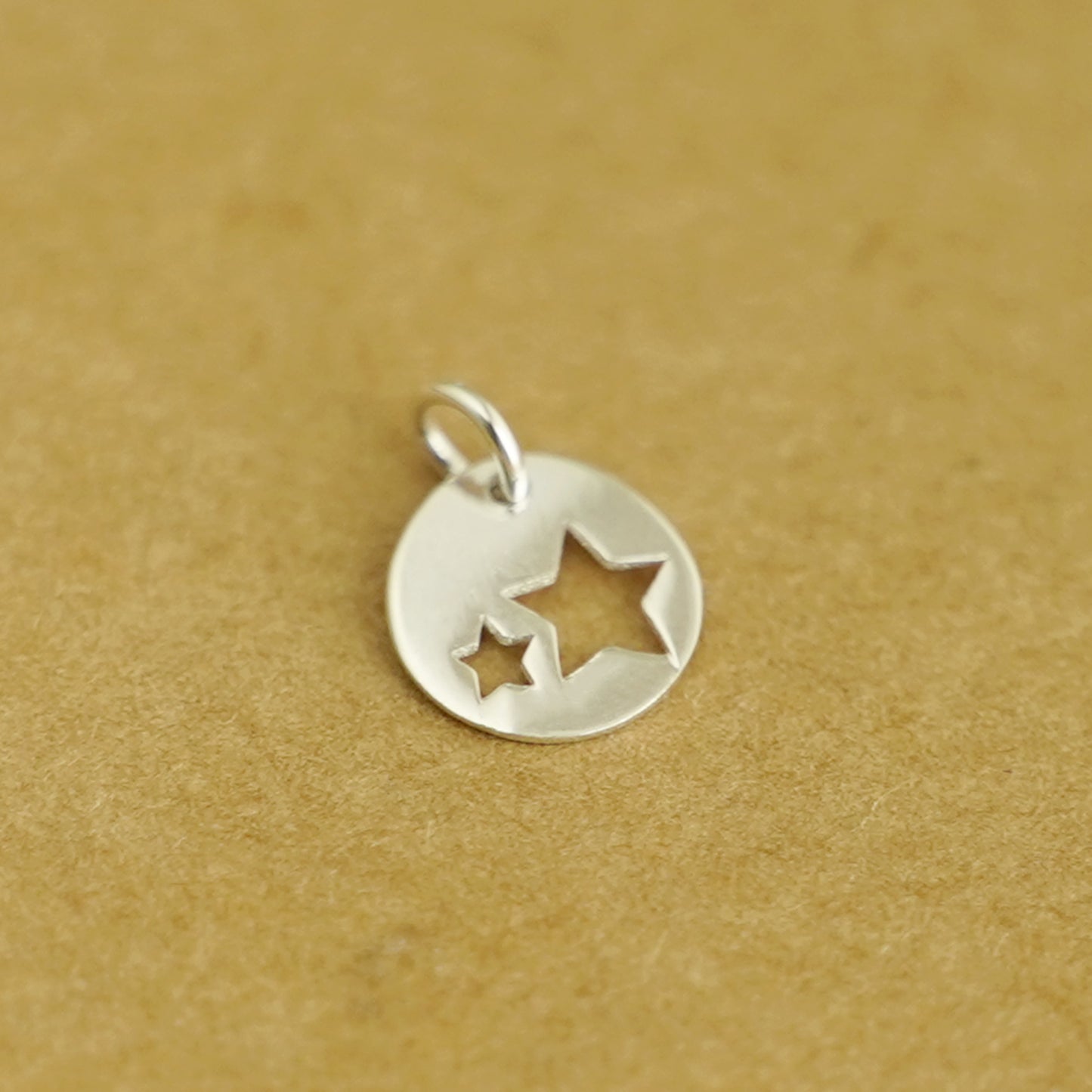 Sterling Silver 8mm Disc Double Stars Double-Sided Circle Dot Charm Pendant - sugarkittenlondon