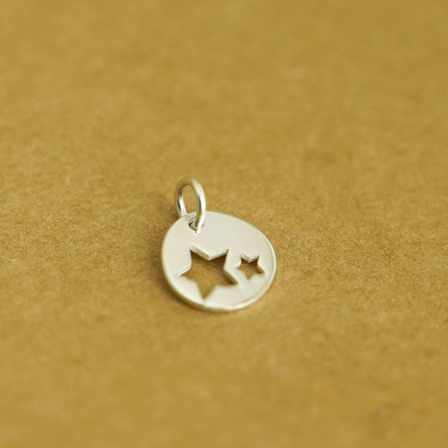 Sterling Silver 8mm Disc Double Stars Double-Sided Circle Dot Charm Pendant - sugarkittenlondon
