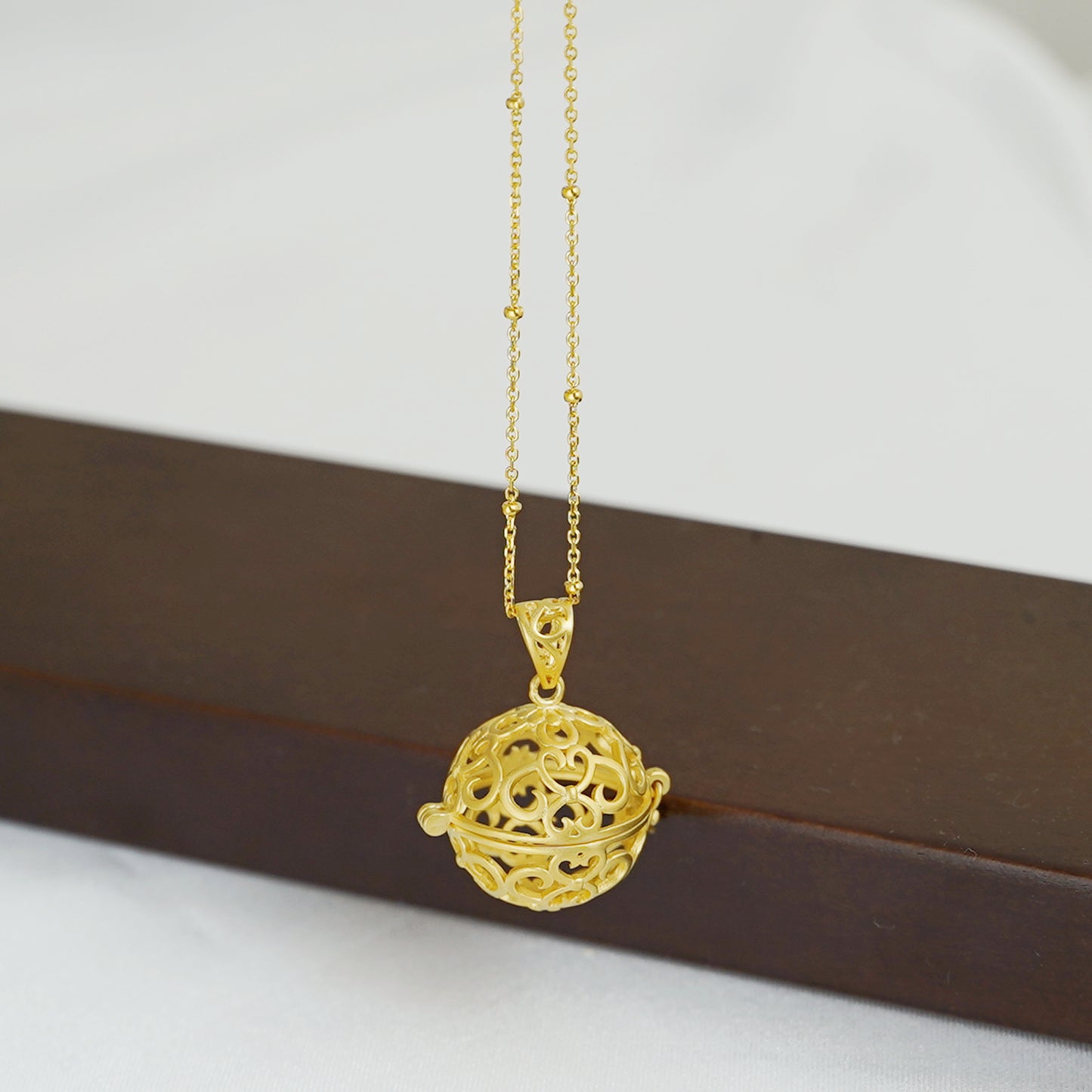 Sterling Silver Filigree Love Hearts Angel Caller Harmony Ball Pendant Locket - sugarkittenlondon