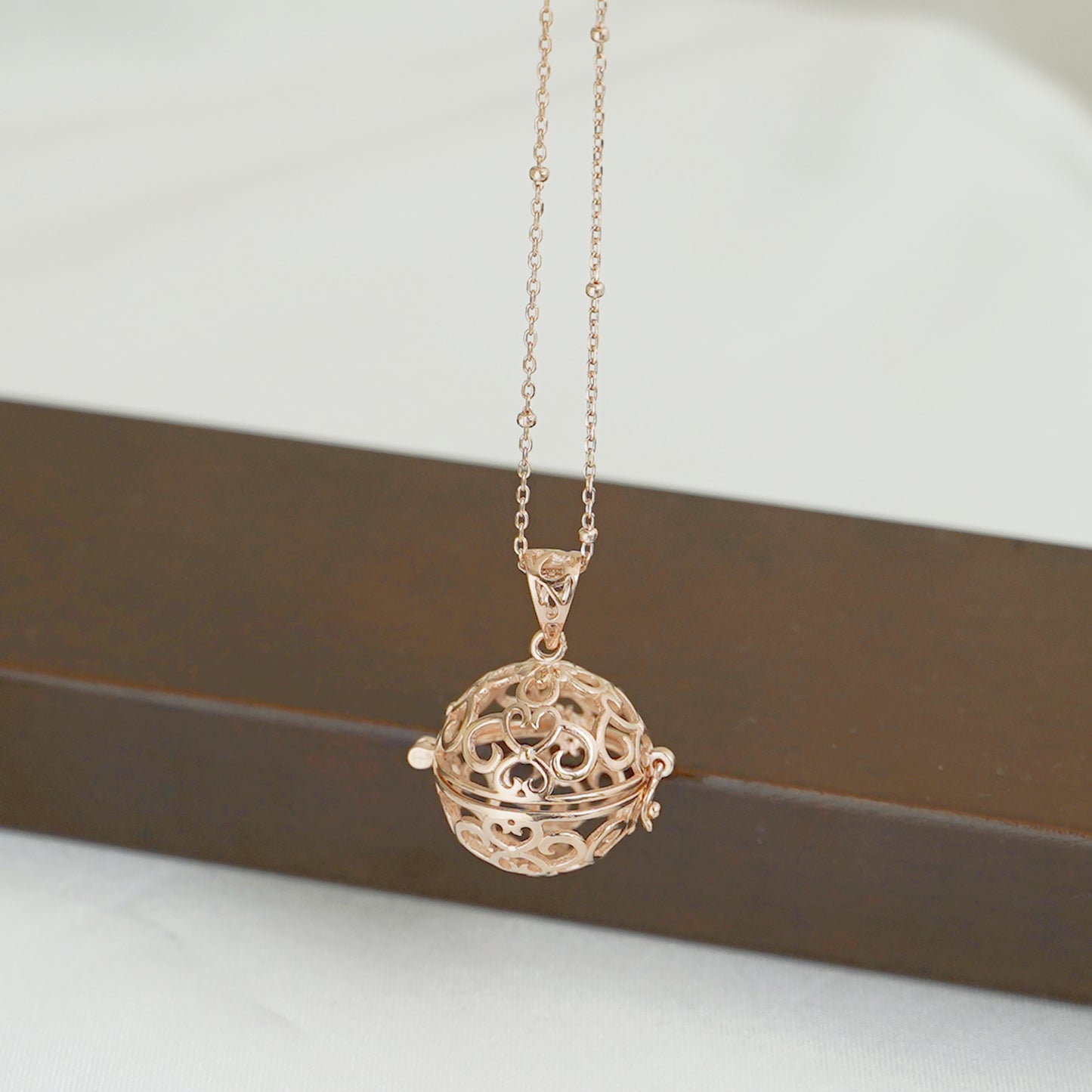 Sterling Silver Filigree Love Hearts Angel Caller Harmony Ball Pendant Locket - sugarkittenlondon