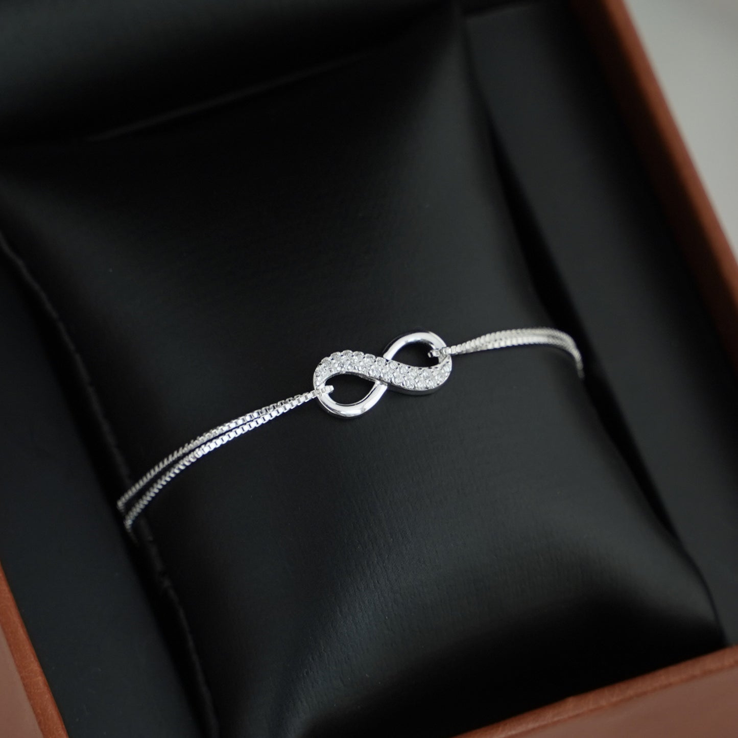 Sterling Silver With Crystal CZ Infinite Forever Infinity Bracelet - sugarkittenlondon