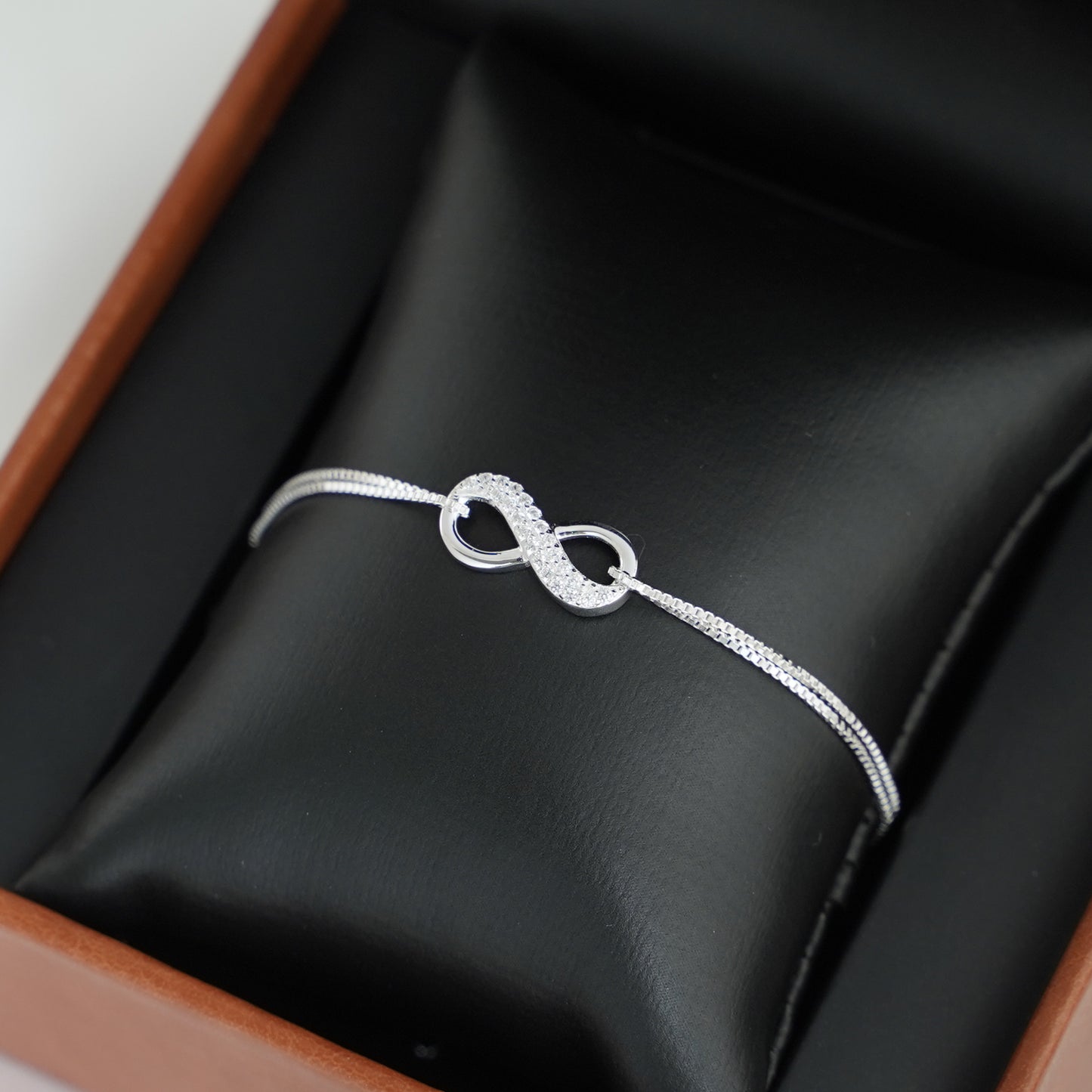 Sterling Silver With Crystal CZ Infinite Forever Infinity Bracelet - sugarkittenlondon