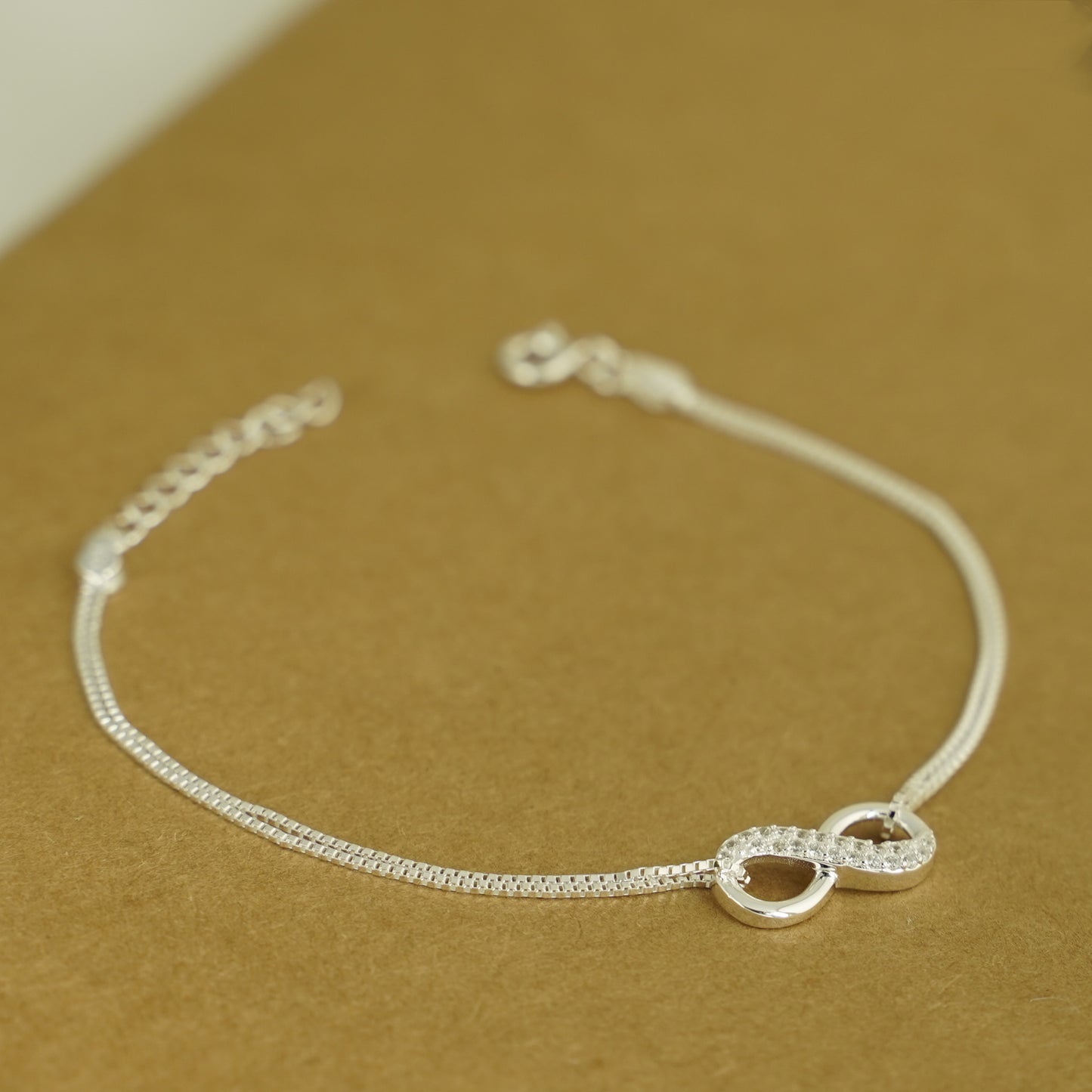 Sterling Silver With Crystal CZ Infinite Forever Infinity Bracelet - sugarkittenlondon