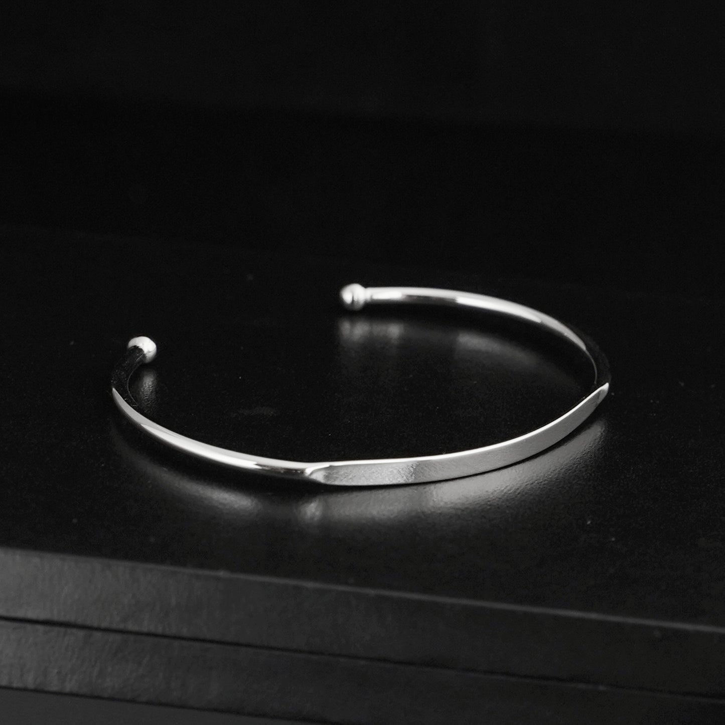 Sterling Silver Thin Identity Torque Cuff Beads Bangle Bracelet Full UK Hallmark - sugarkittenlondon