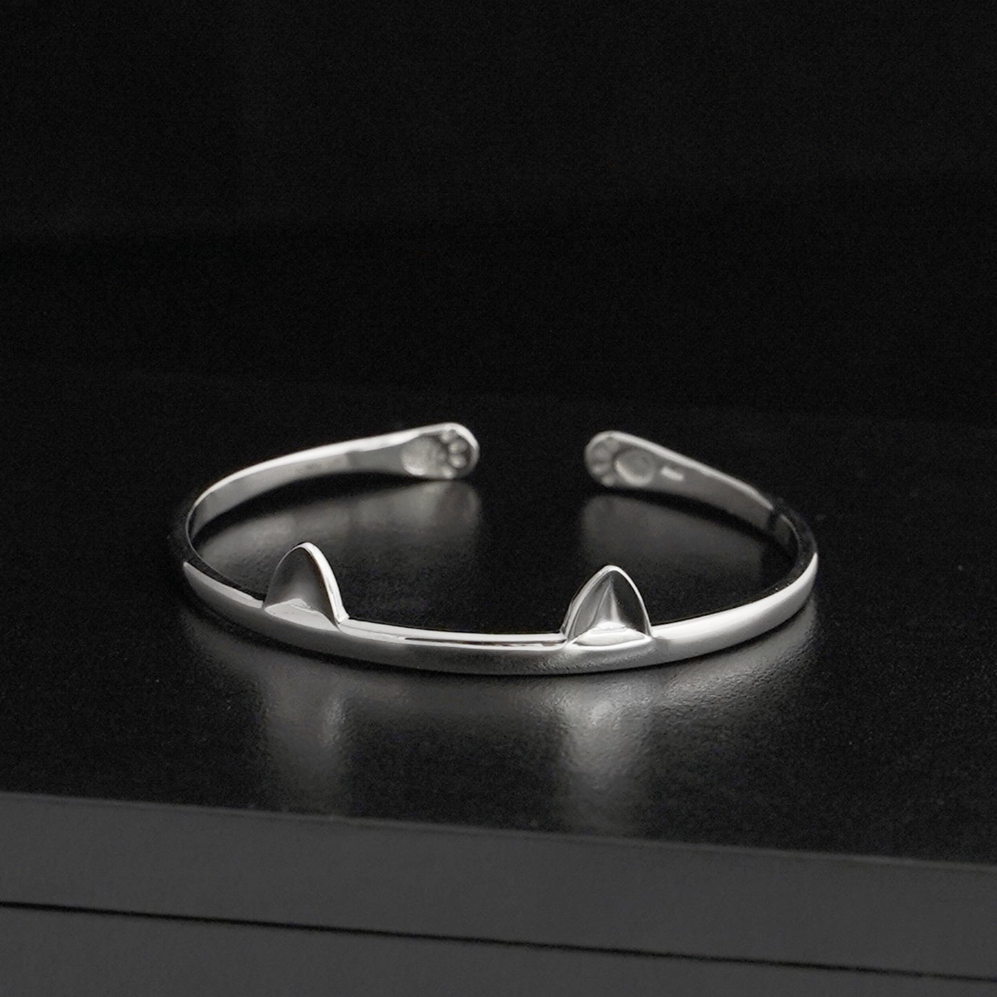 Sterling Silver Cat Kitten Ear Cuff Girls Bangle Bracelet Full UK Hallmark - sugarkittenlondon