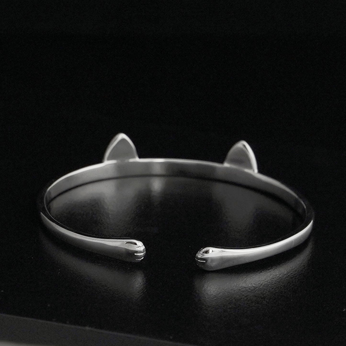 Sterling Silver Cat Kitten Ear Cuff Girls Bangle Bracelet Full UK Hallmark - sugarkittenlondon