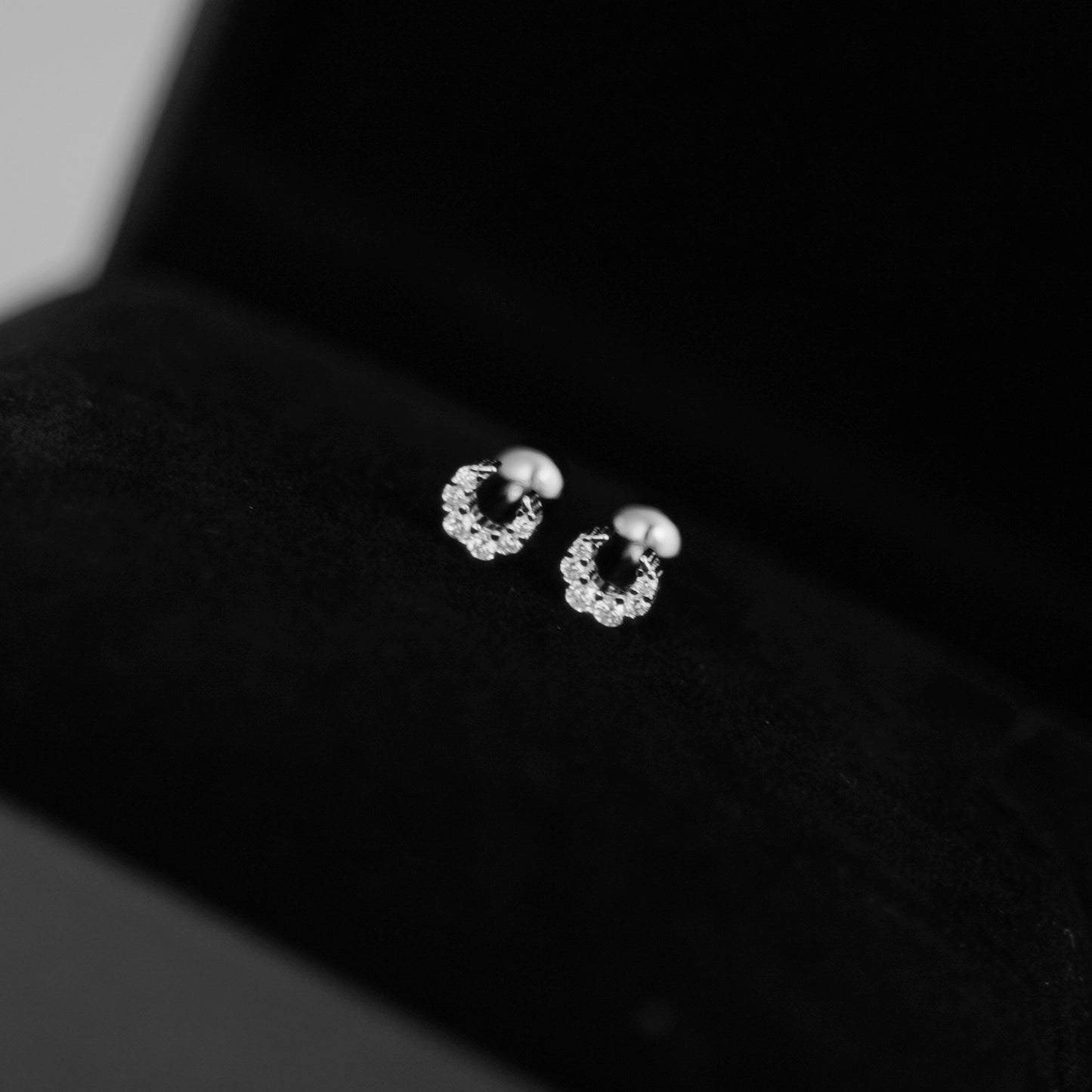 Sterling Silver Mini CZ Crescent Moon Barbell Bead Ball Screw Back Stud Earrings - sugarkittenlondon