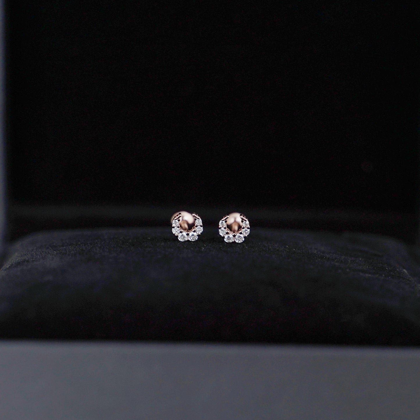 Sterling Silver Mini CZ Crescent Moon Barbell Bead Ball Screw Back Stud Earrings - sugarkittenlondon