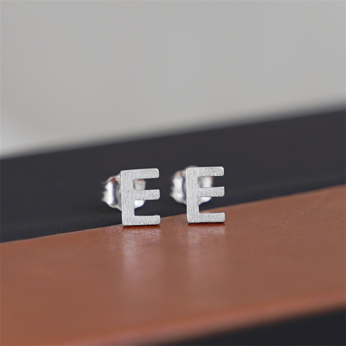 Sterling Silver Alphabet Letter Earrings Sans Serif Matte Initial Studs - sugarkittenlondon