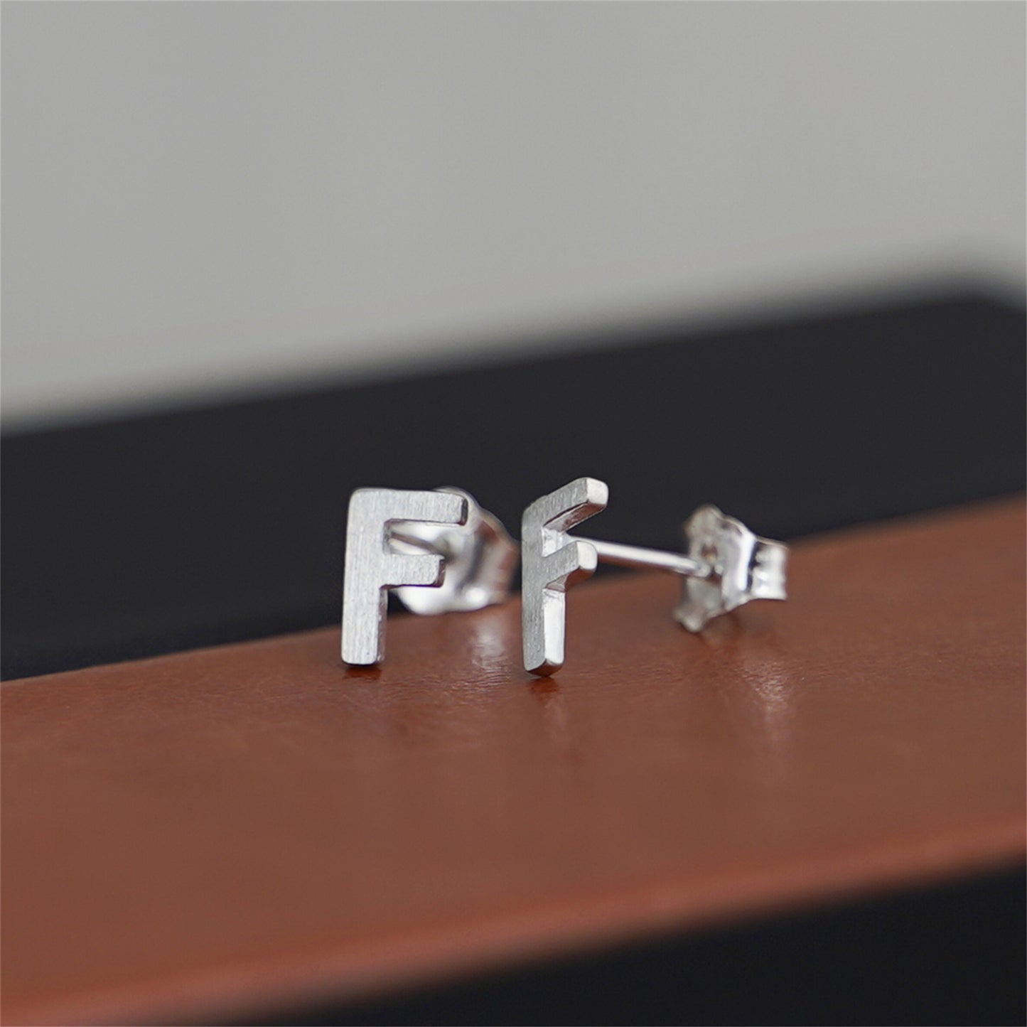 Sterling Silver Alphabet Letter Earrings Sans Serif Matte Initial Studs - sugarkittenlondon