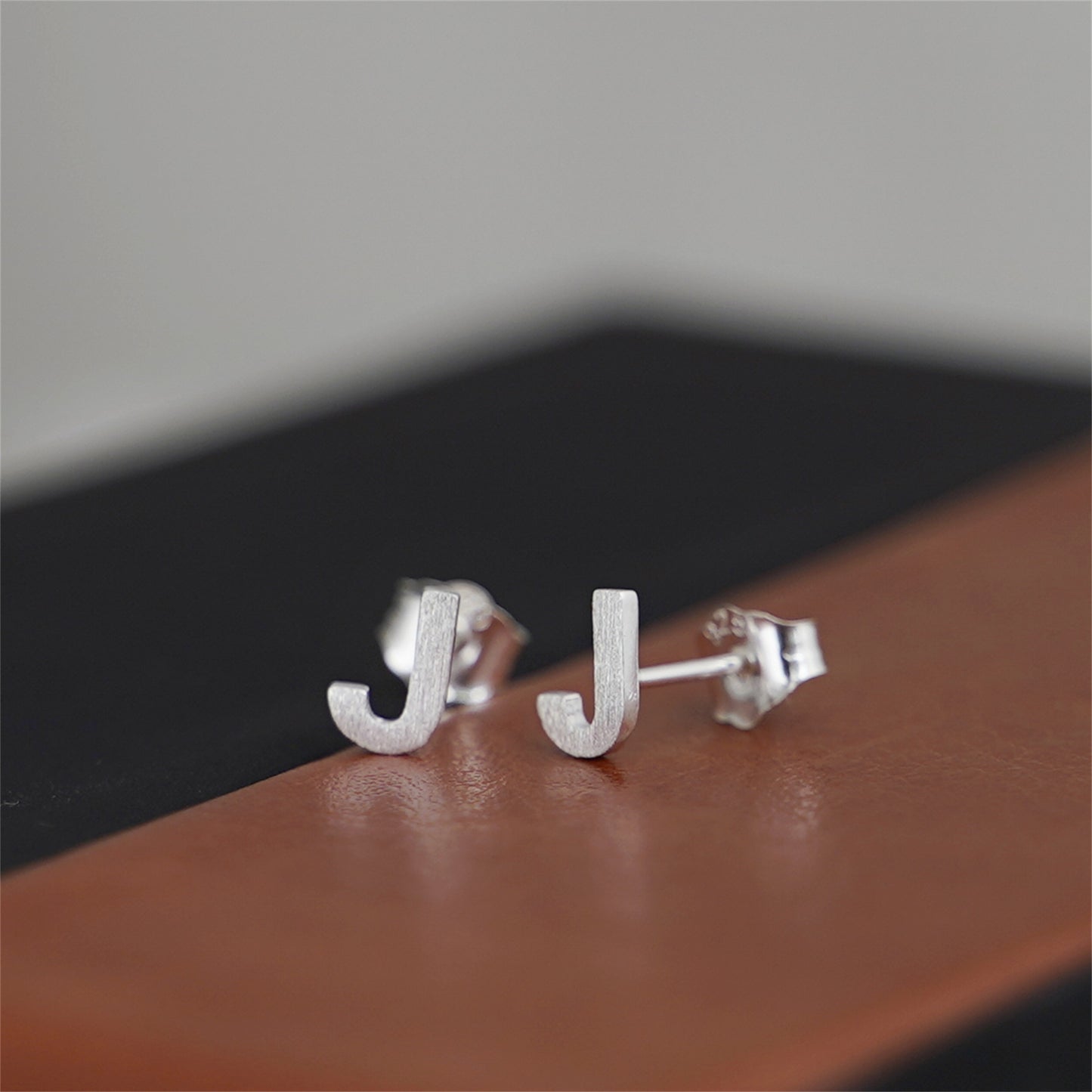 Sterling Silver Alphabet Letter Earrings Sans Serif Matte Initial Studs - sugarkittenlondon