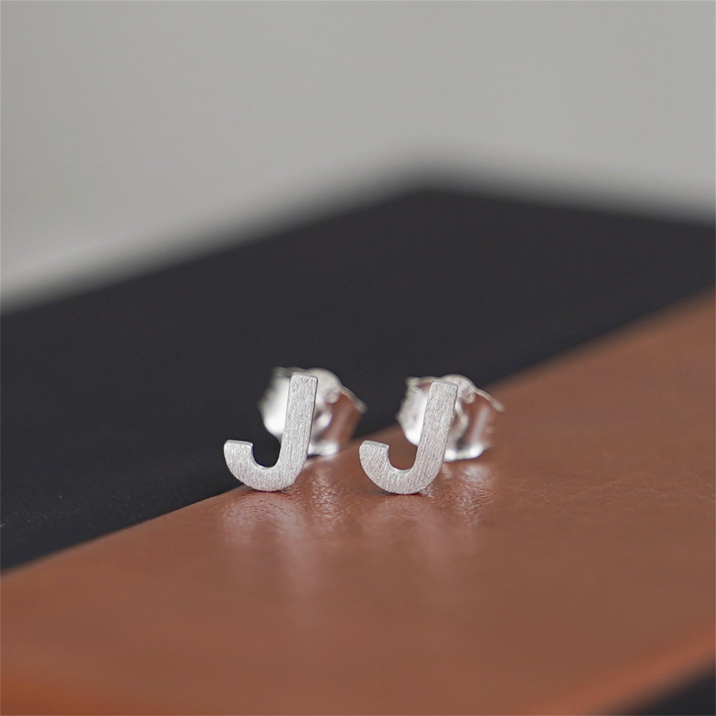 Sterling Silver Alphabet Letter Earrings Sans Serif Matte Initial Studs - sugarkittenlondon