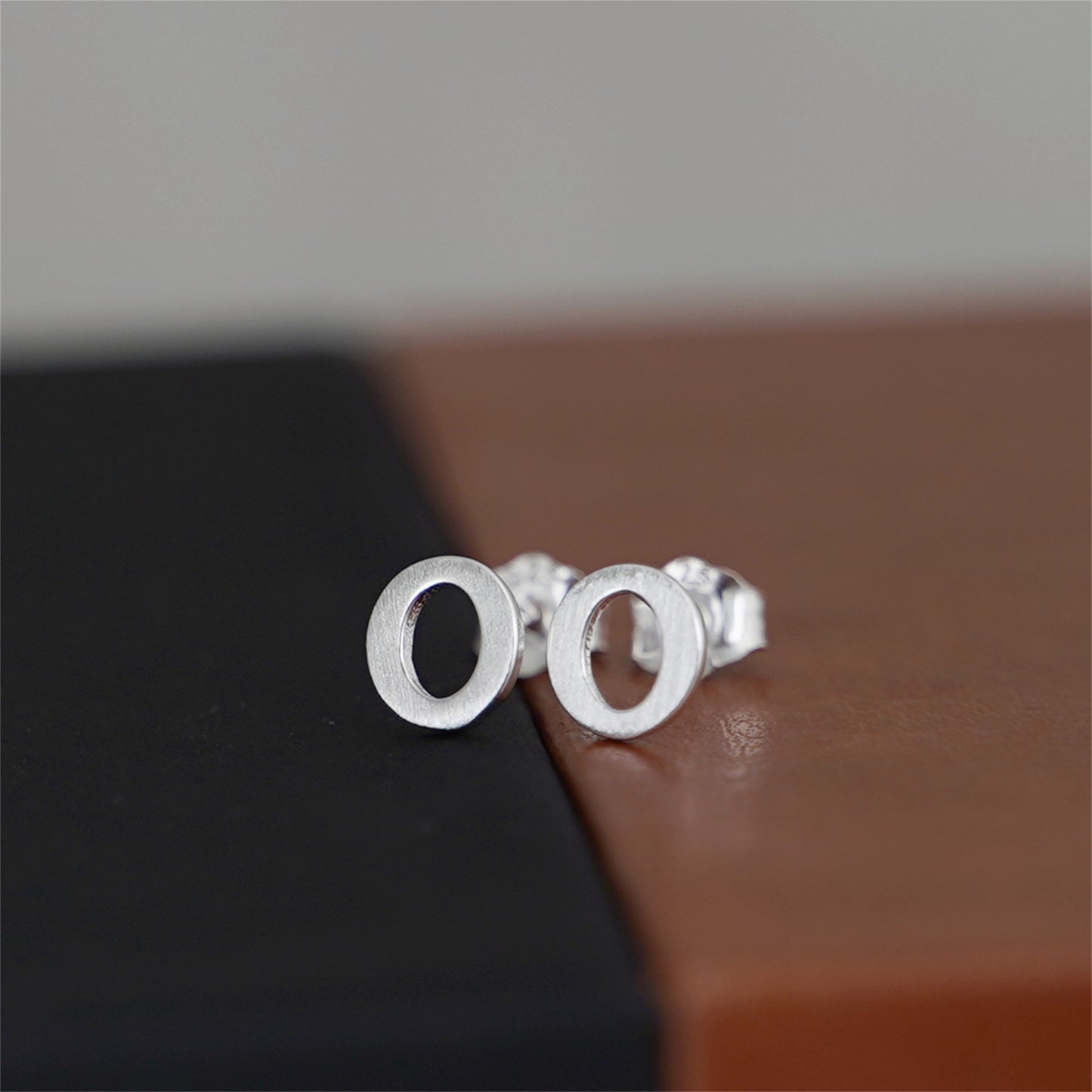 Sterling Silver Alphabet Letter Earrings Sans Serif Matte Initial Studs - sugarkittenlondon