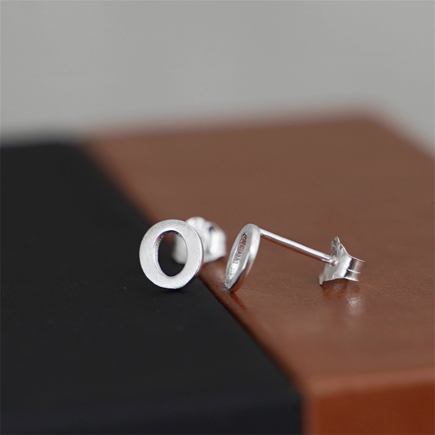 Sterling Silver Alphabet Letter Earrings Sans Serif Matte Initial Studs - sugarkittenlondon