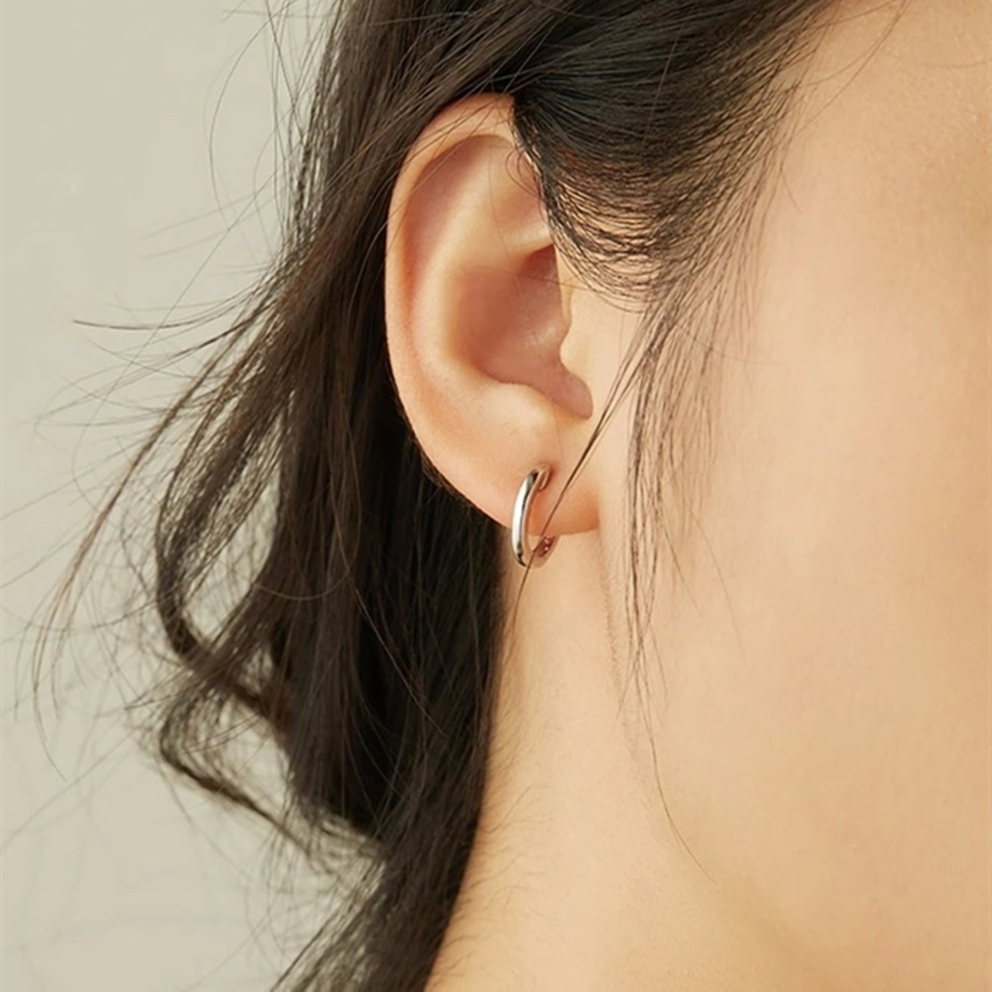 Sterling Silver Small Plain Latch Back U Hoop Huggie Hinged Earrings 3 Tones - sugarkittenlondon