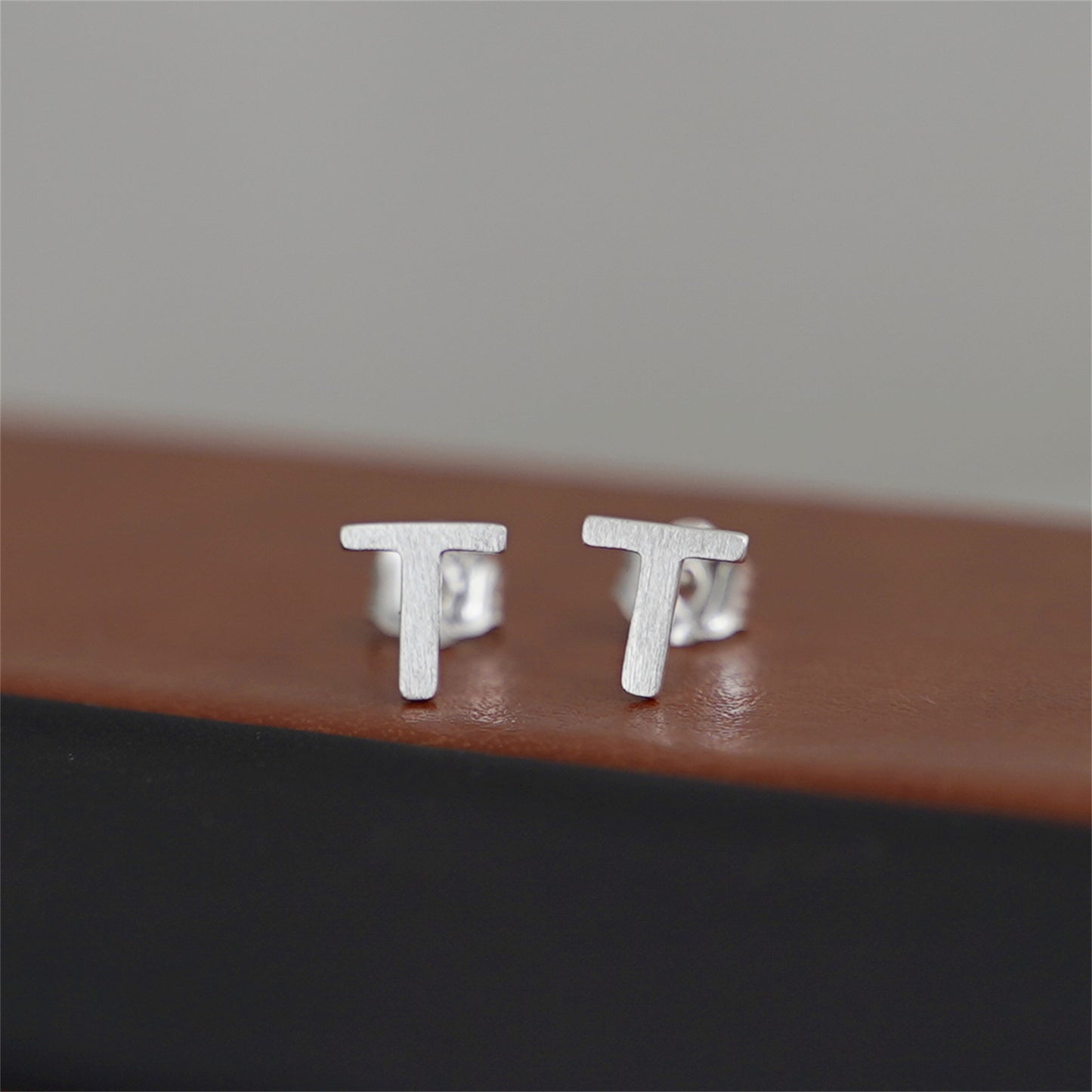 Sterling Silver Alphabet Letter Earrings Sans Serif Matte Initial Studs - sugarkittenlondon