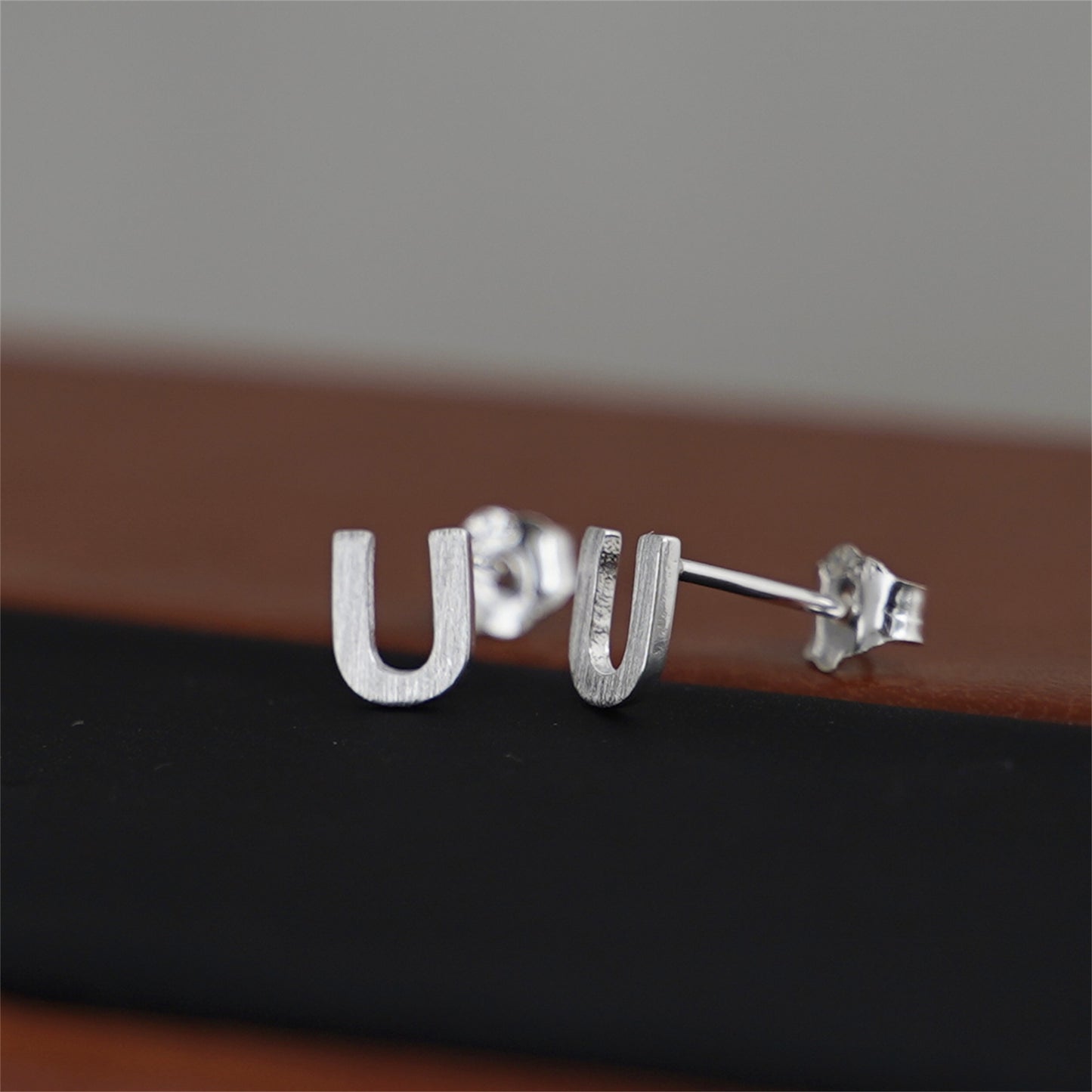 Sterling Silver Alphabet Letter Earrings Sans Serif Matte Initial Studs - sugarkittenlondon