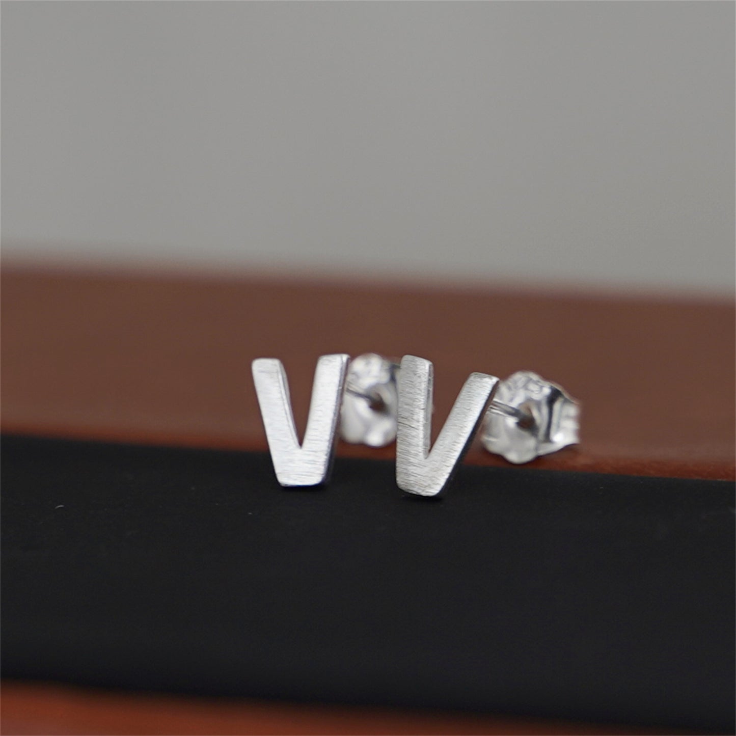Sterling Silver Alphabet Letter Earrings Sans Serif Matte Initial Studs - sugarkittenlondon