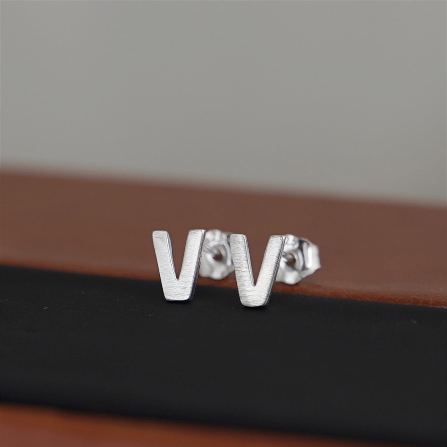 Sterling Silver Alphabet Letter Earrings Sans Serif Matte Initial Studs - sugarkittenlondon