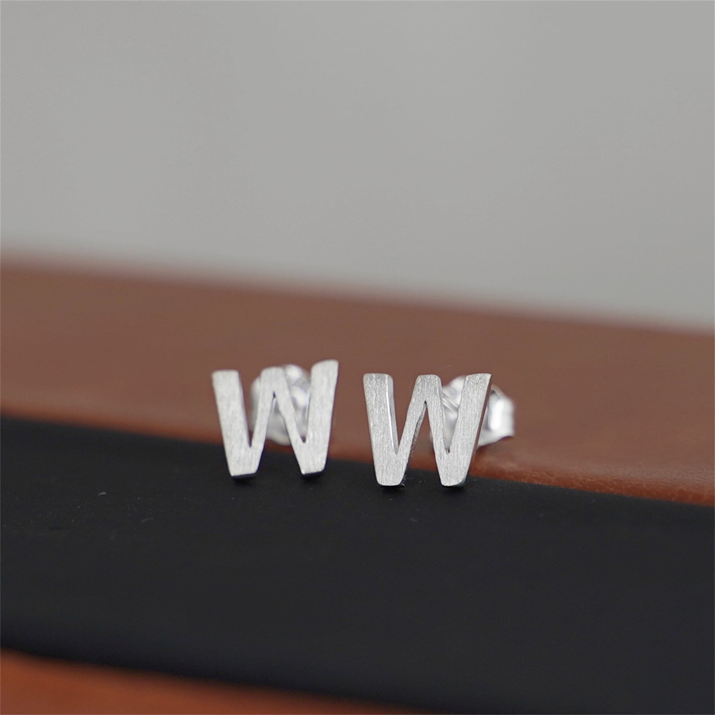 Sterling Silver Alphabet Letter Earrings Sans Serif Matte Initial Studs - sugarkittenlondon