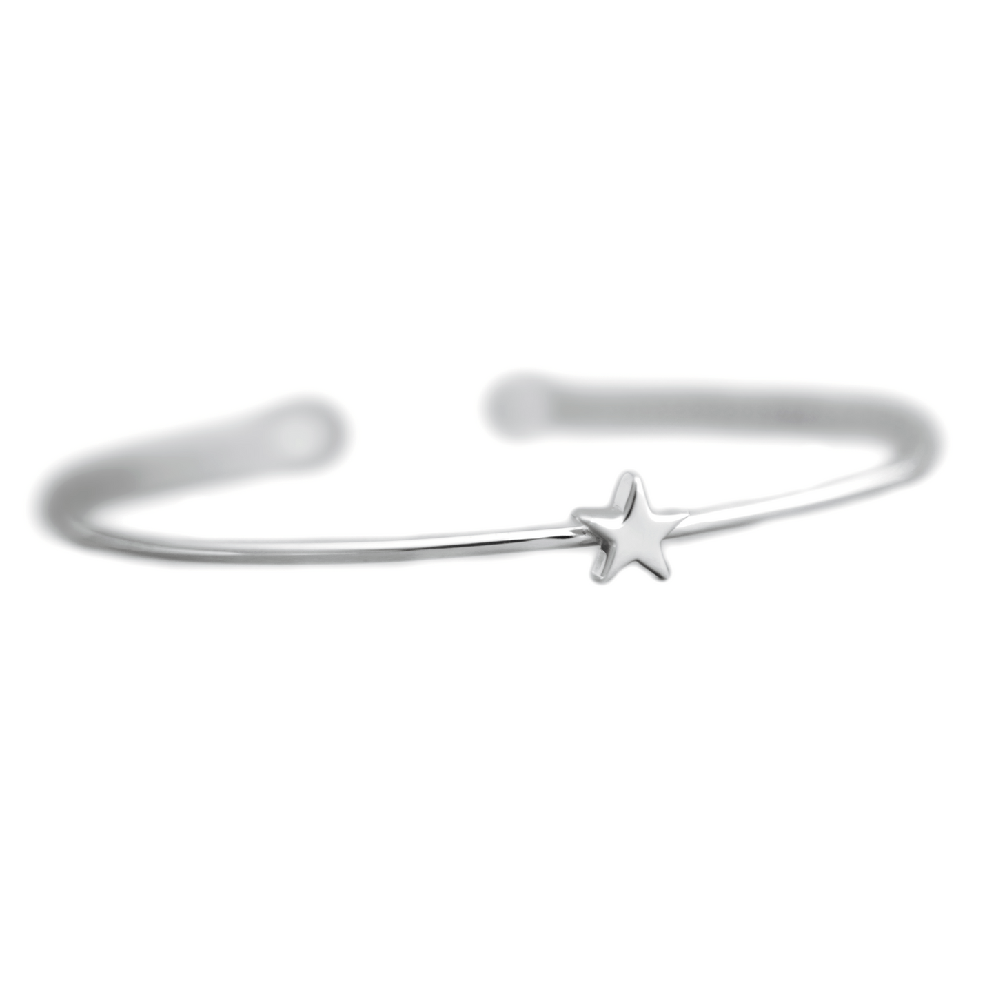 Rhodium on Sterling Silver Shine Bright Star Bead Balls Torque Thin Bangle Boxed - sugarkittenlondon