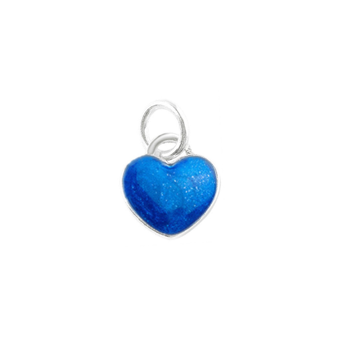 Sterling Silver Blue Red Pink Turquoise Double-Sided Glazed Puffy Heart Pendant - sugarkittenlondon