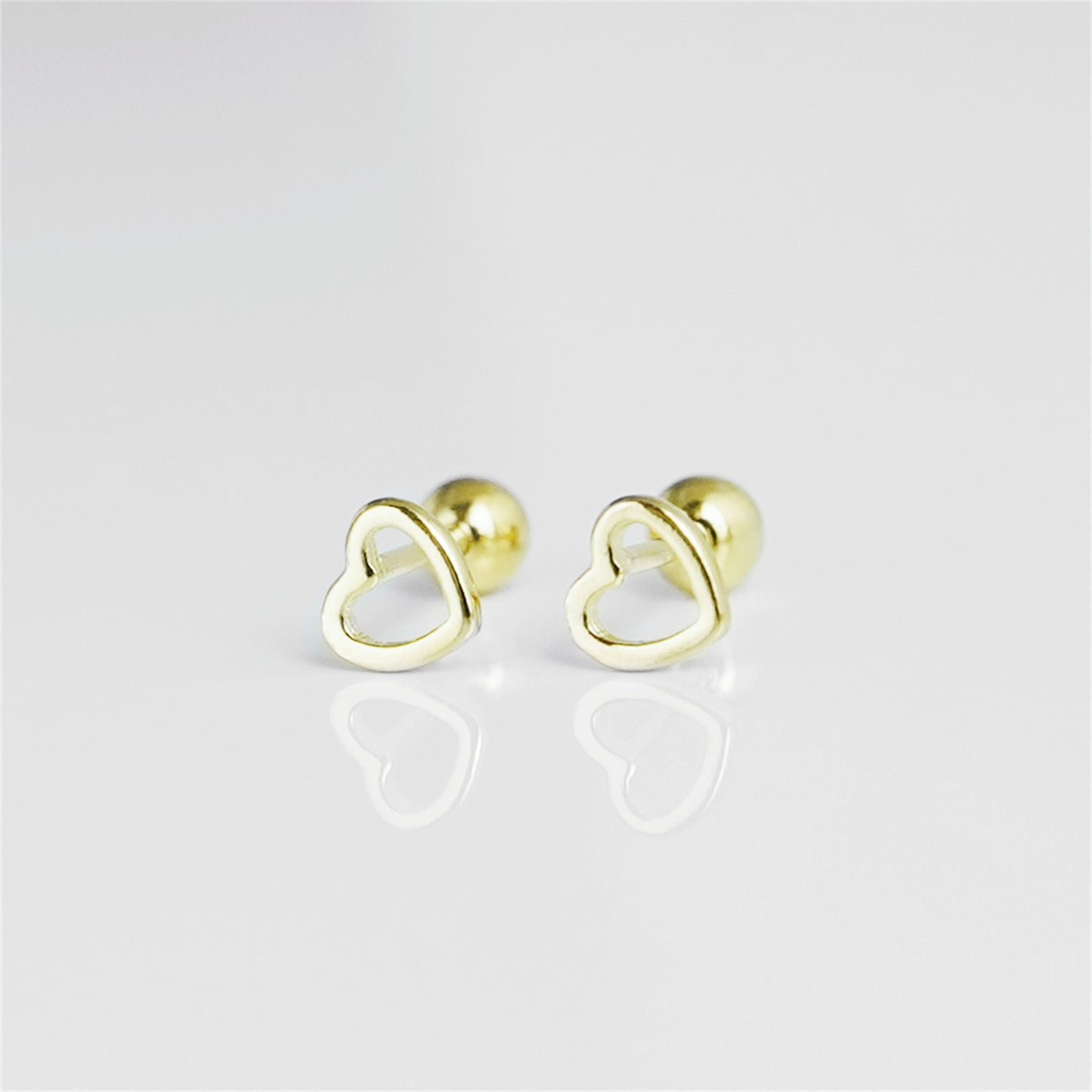 Sterling Silver Hollow Love Heart 4 5 6 mm Barbell Bead Ball Screw Back Earrings - sugarkittenlondon