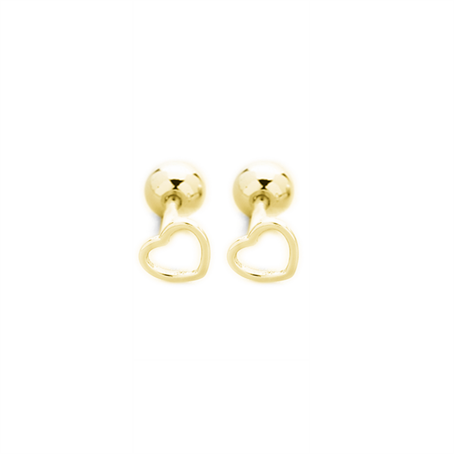 Sterling Silver Hollow Love Heart 4 5 6 mm Barbell Bead Ball Screw Back Earrings - sugarkittenlondon