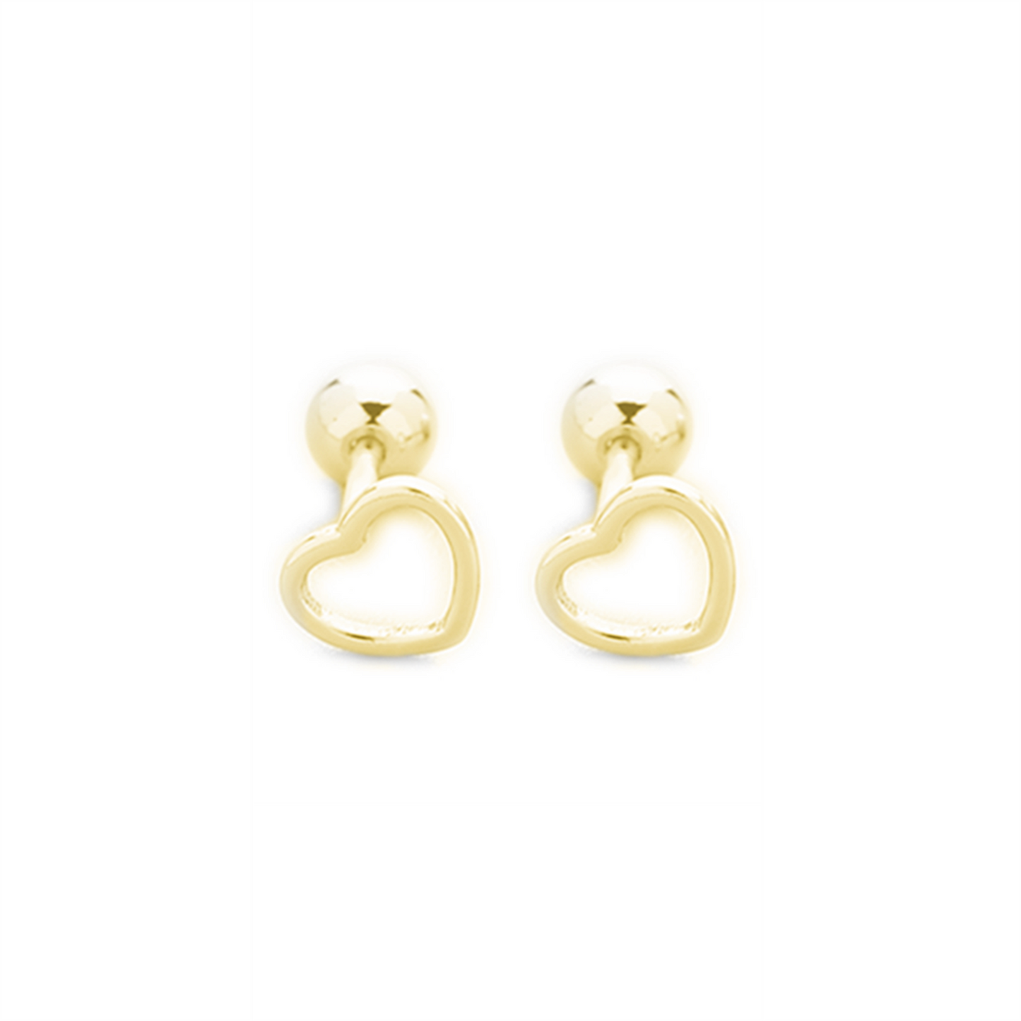 Sterling Silver Hollow Love Heart 4 5 6 mm Barbell Bead Ball Screw Back Earrings - sugarkittenlondon